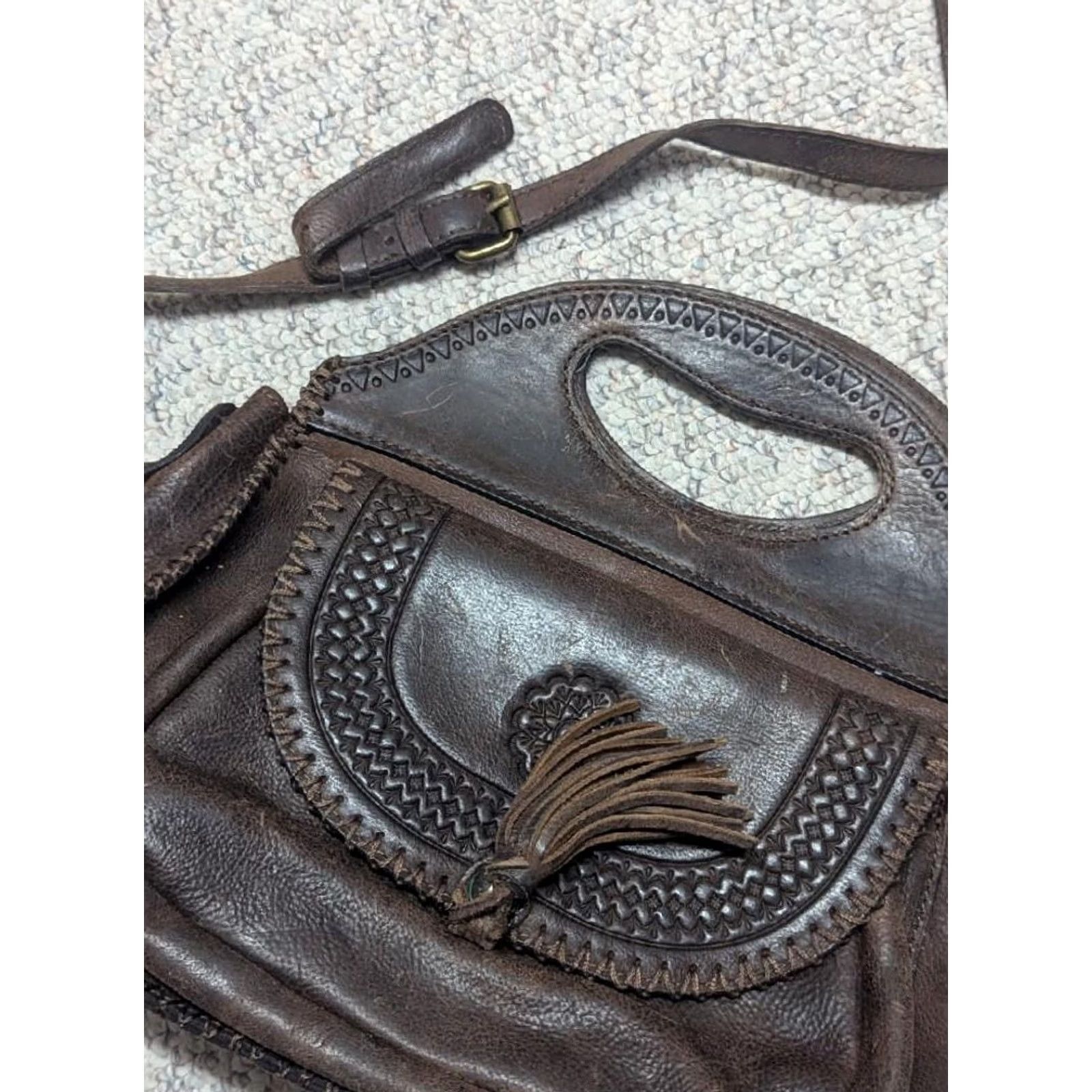 Patricia Nash VINTAGE Patricia Nash western purse bag brown italian leather tote medium women CHOOSE Size ONE SIZE - 3 Thumbnail