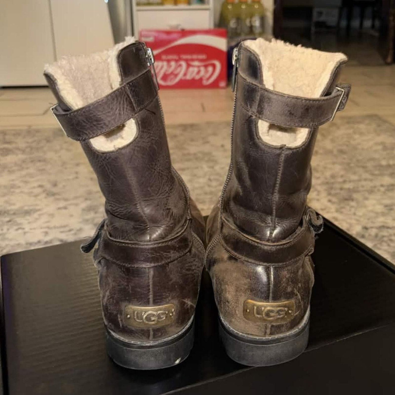 Ugg Vintage UGG Grandle Shearling Lined Leather Motorcycle Boots Size US 8.5 / IT 38.5 - 2 Thumbnail