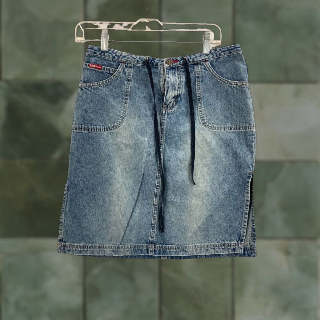 Vintage VINTAGE UNIONBAY Skirt Womens 9 Midi Blue Denim Light Wash Jeans Cotton Lace Pockets Y2K 90s? Size 30" / US 8 / IT 44 - 1 Thumbnail