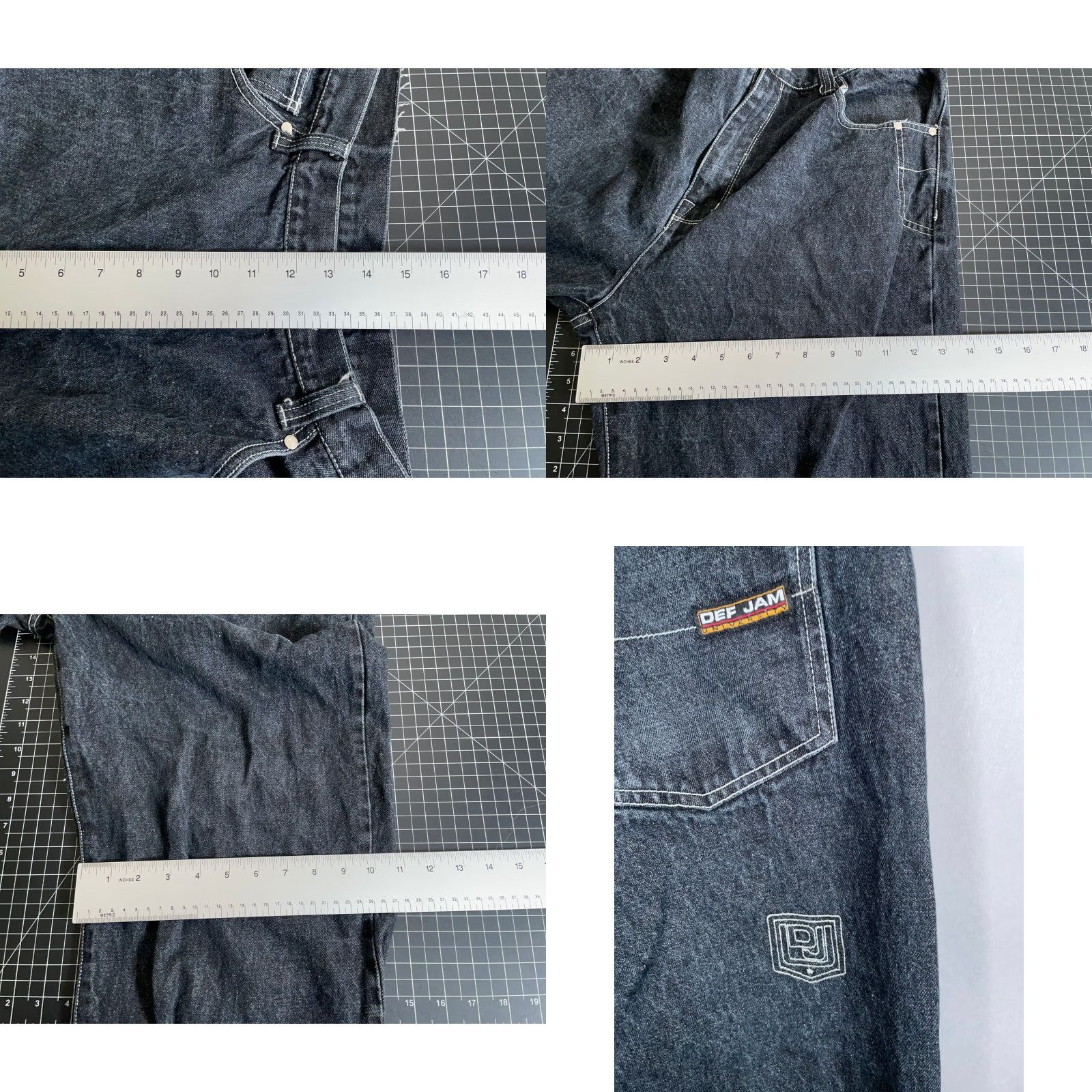 Denime VINTAGE Def Jam Men’s Jeans Baggy Fit 90s Hip Hop Denim Relaxed Fit 36x31.5 Black Size US 36 / EU 52 - 8 Thumbnail