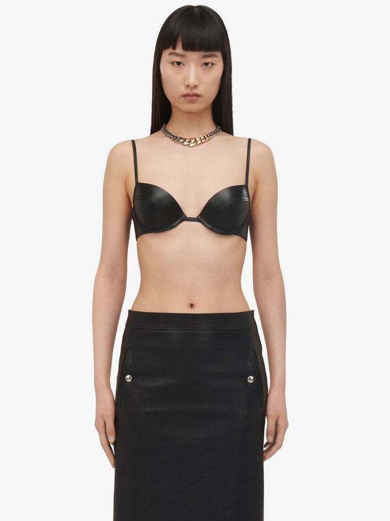 Alexander McQueen o1srvl11e0326 Size: L / Leather Bra in Black Size ONE SIZE - 2 Thumbnail