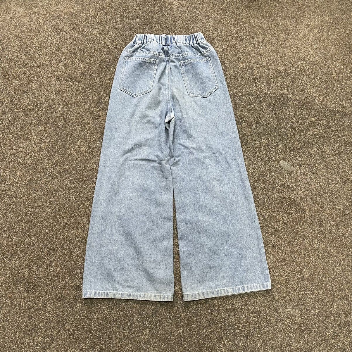 Vintage Y2K Baggy Wide Leg Distressed Jeans Heart Print Skate Swag Size 30" / US 8 / IT 44 - 2 Thumbnail