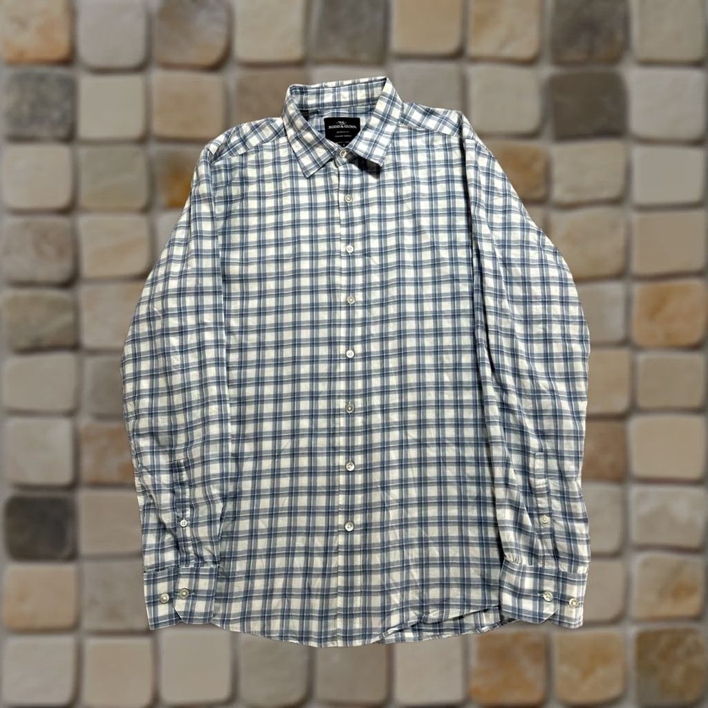 Rodd & Gunn Rodd & Gunn Sports Fit Shirt Mens Large White Plaid Cotton Button Front Size US L / EU 52-54 / 3 - 1 Thumbnail