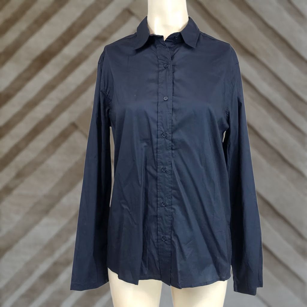 Vintage LOLE - Womens Small -Blue Anchor Long Sleeve Button Up Casual Shirt Size S / US 4 / IT 40 - 1 Thumbnail