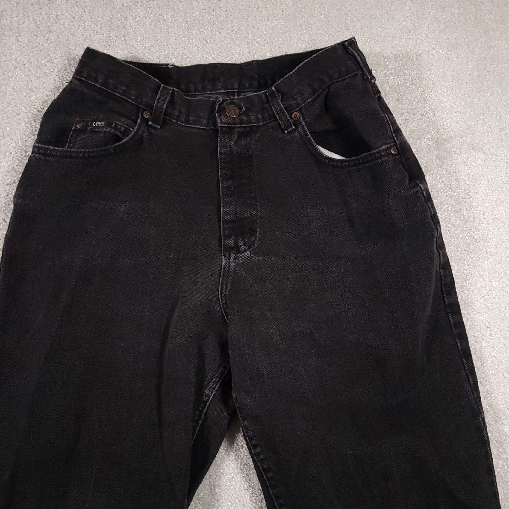 Lee VINTAGE Lee High Rise Denim Mom Jeans Women's 10 Tapered Black USA Made Shirt Size 32" / US 10 / IT 46 - 3 Thumbnail