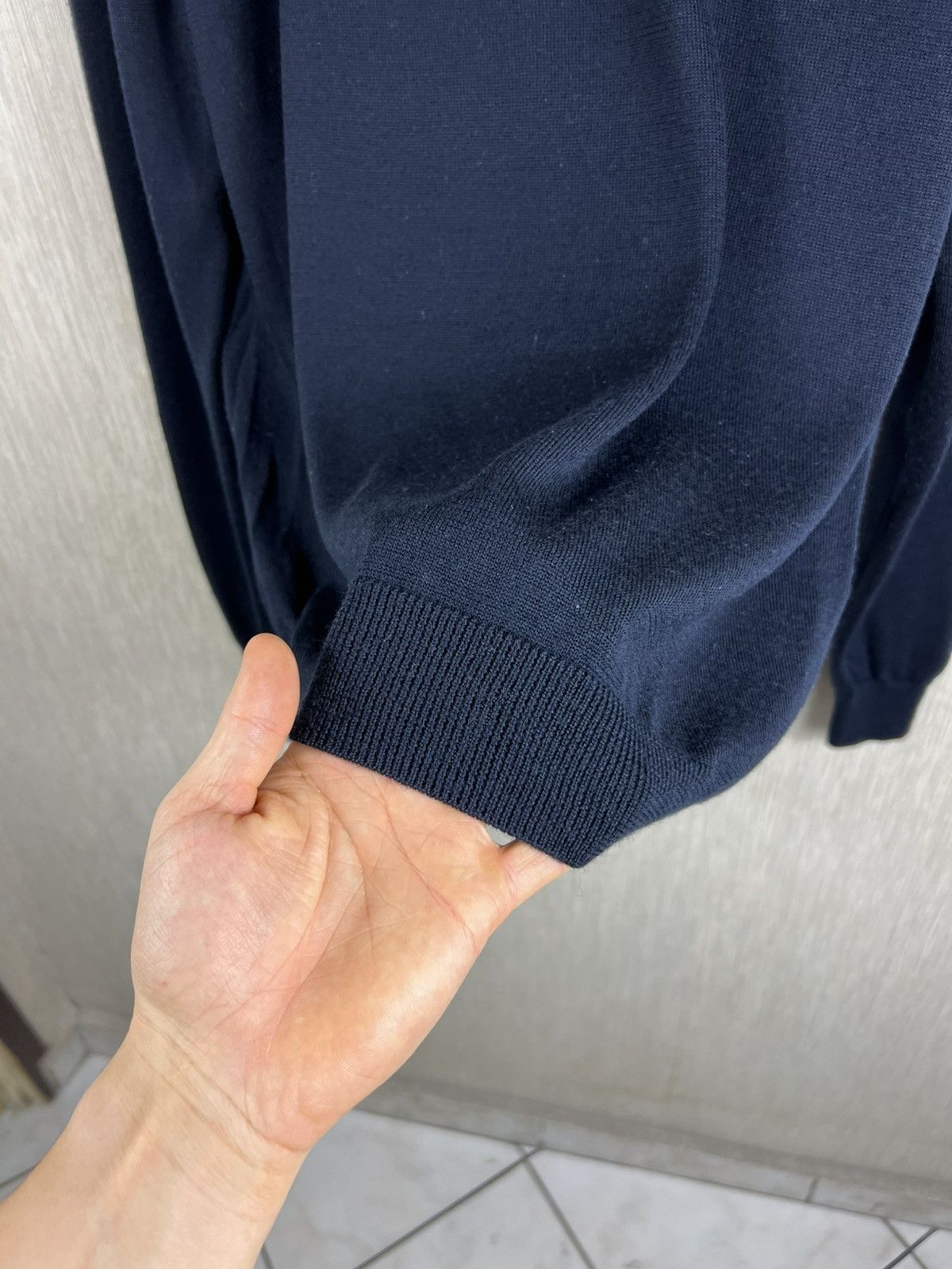 Sandro Archive Sandro Paris merino wool zipper neck sweater navy Size US L / EU 52-54 / 3 - 15 Thumbnail