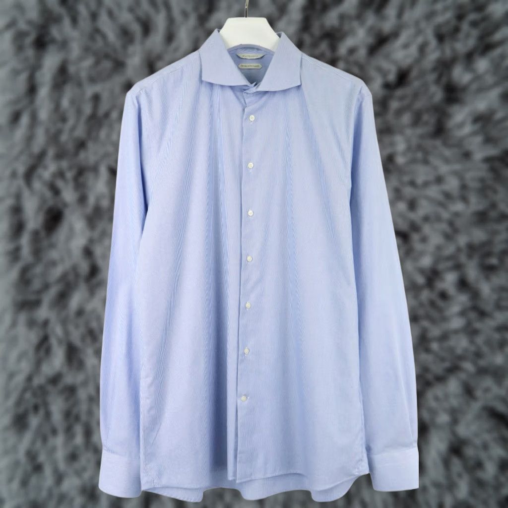 Suitsupply SUITSUPPLY Shirt Men's Extra Slim Fit 45-7/17 3/4L Pinstripe Blue Formal Size 48R - 1 Thumbnail