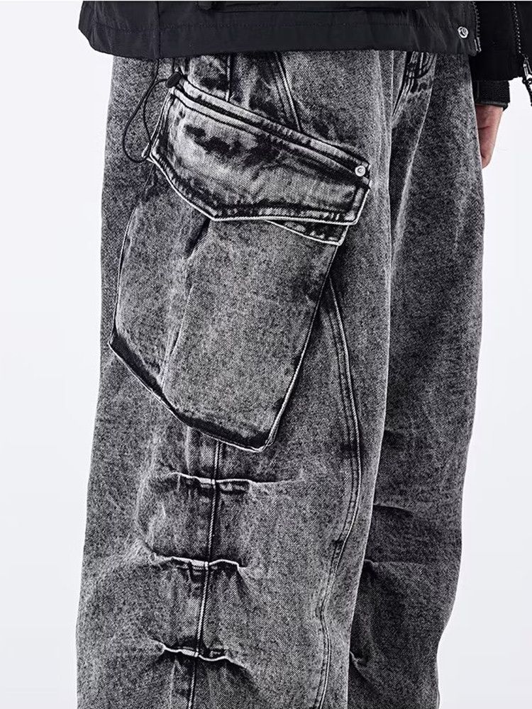 Japanese Brand × Jean Washed Black Baggy Cargo Jeans Size US 30 / EU 46 - 7 Thumbnail