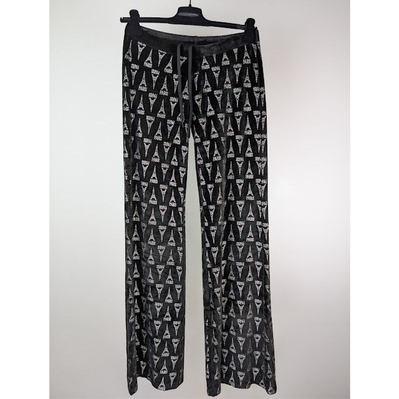 Balenciaga o1rshd1 Eiffel Tower Strass Velvet Elastic Pants in Black Size 30" / US 8 / IT 44 - 2 Thumbnail