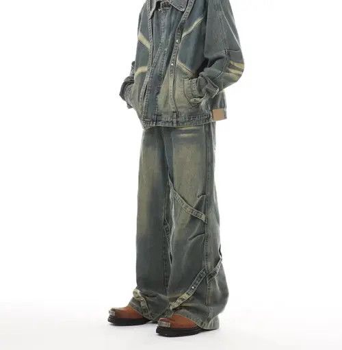 VIBE Vintage washed heavy-duty patchwork wide-leg jeans Size US 30 / EU 46 - 5 Thumbnail
