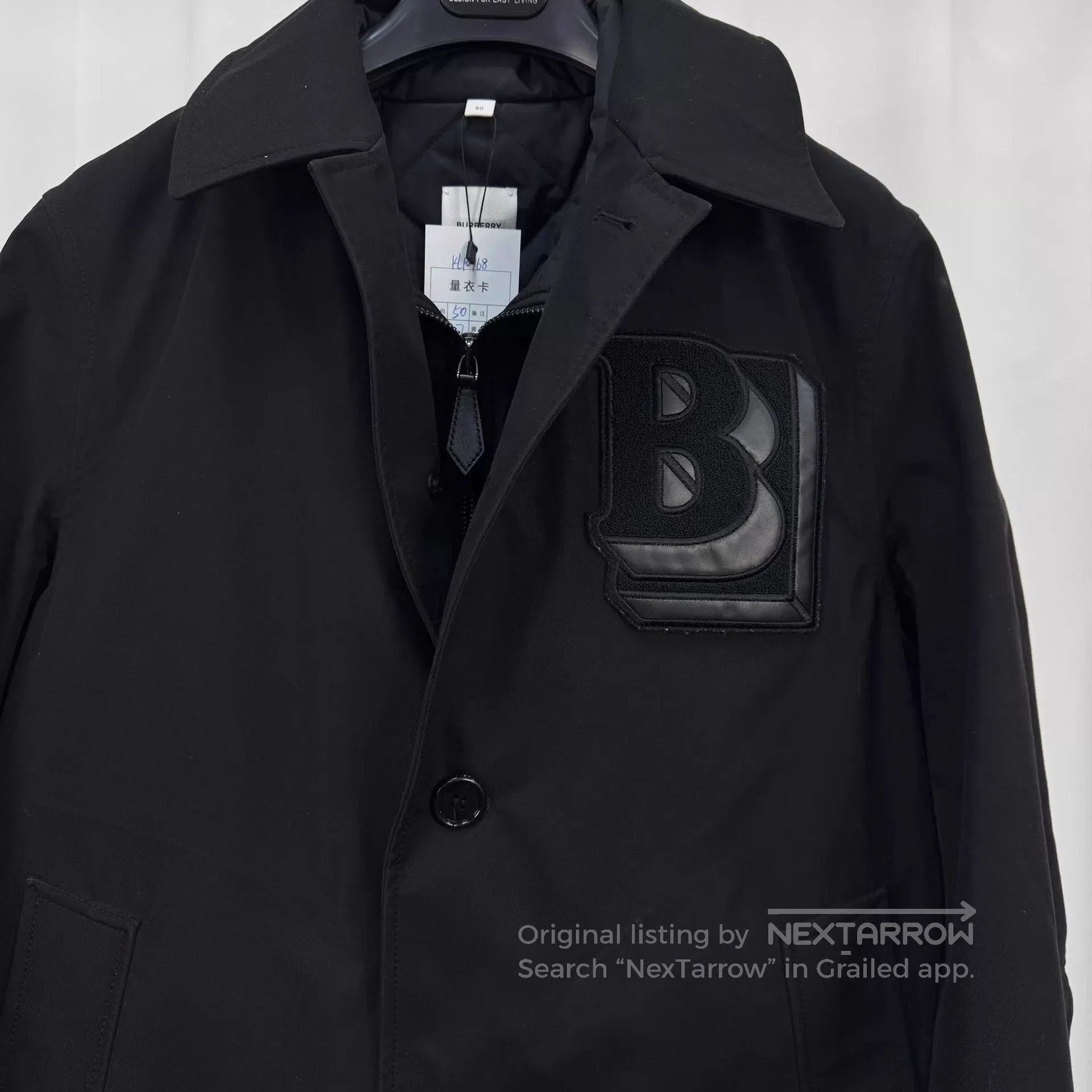 Burberry Black Long Button-Up Coat with Patch Detail. Size US M / EU 48-50 / 2 - 3 Thumbnail