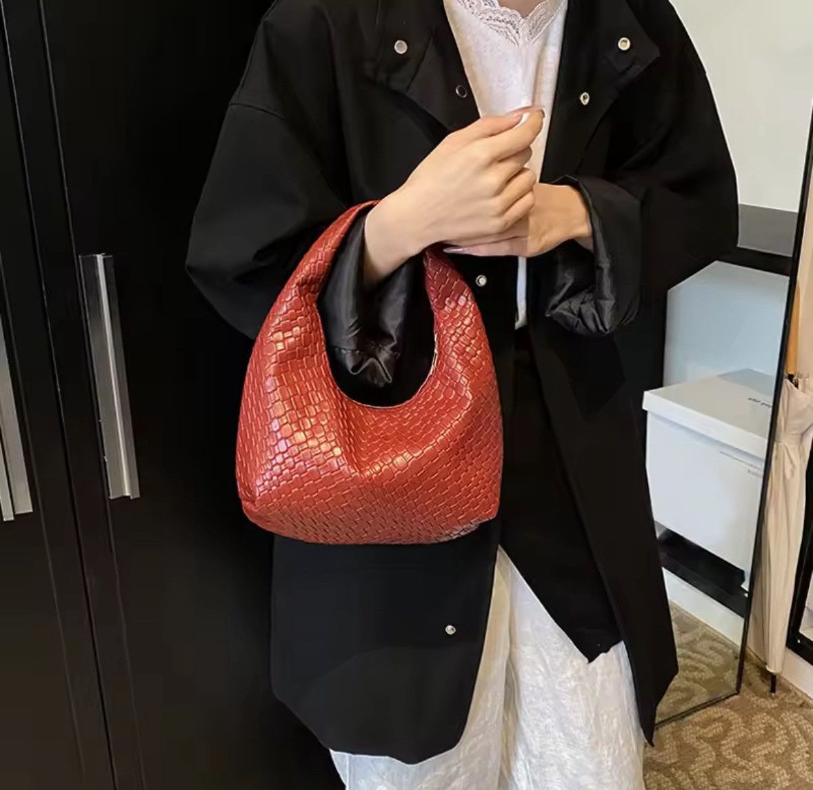 Japanese Brand PU Leather Small Top-handle Shoulder Bag Size ONE SIZE - 2 Thumbnail