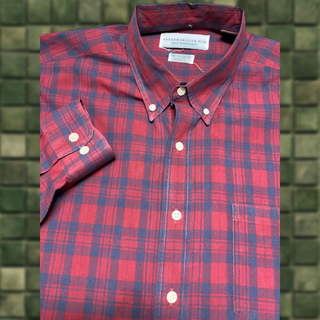 Bloomingdale's Peterborough Row Shirt Mens Large Red Plaid 60 Singles Poplin Bloomingdale London Size US L / EU 52-54 / 3 - 1 Thumbnail