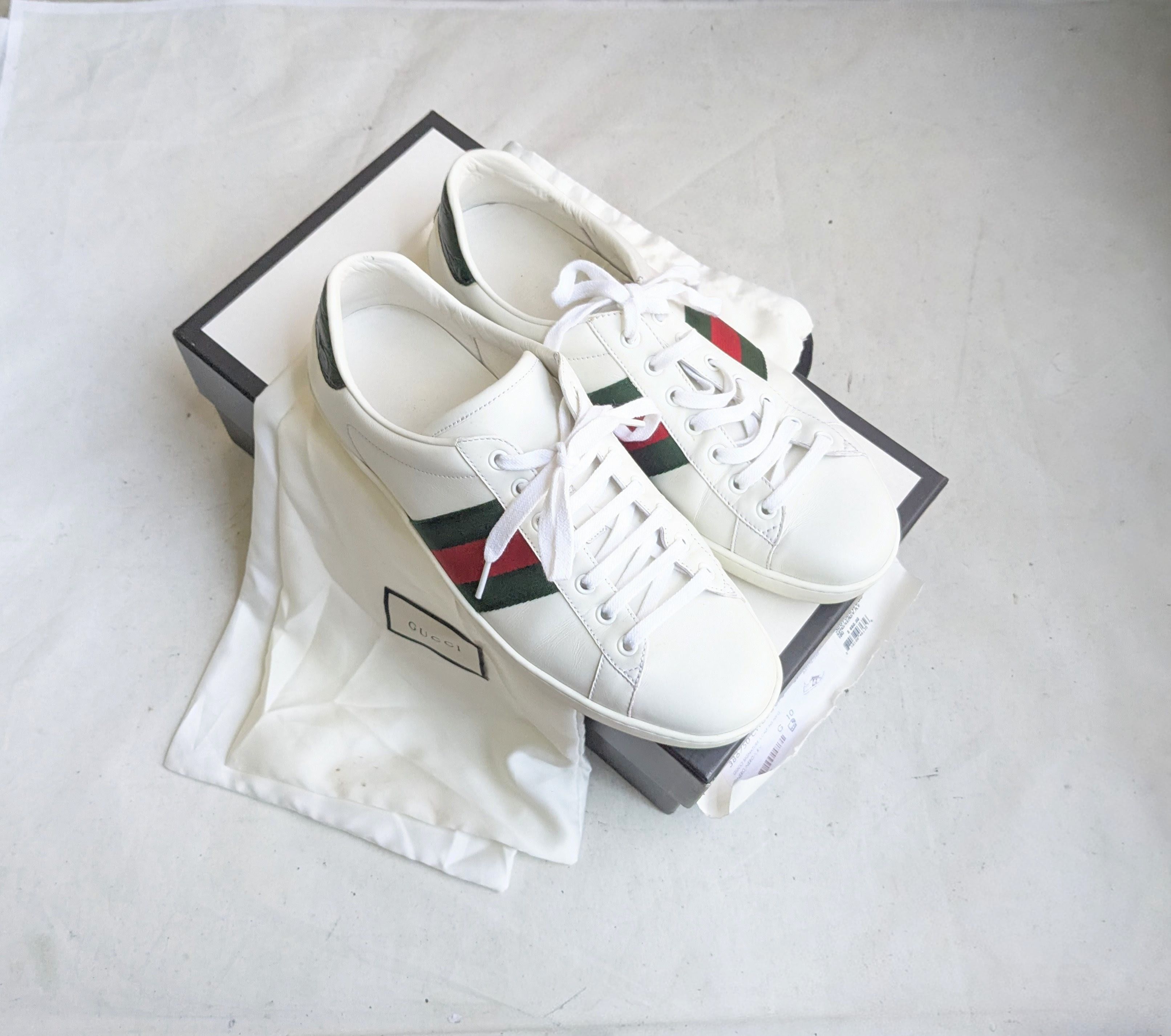 Gucci Gucci Ace White Leather 10 Low Tops Size US 10 / EU 43 - 1 Thumbnail