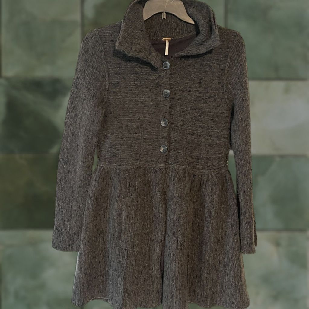 Free People FREE PEOPLE Chunky Knit Cardigan Sweater Women Medium Gray Wool Blend Size M / US 6-8 / IT 42-44 - 1 Thumbnail
