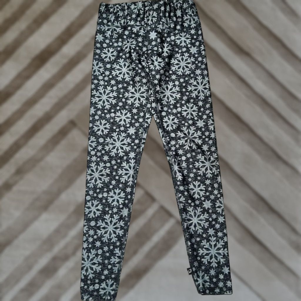 Terez TEREZ Snowflake Print Made In USA Tall Band Stretch Leggings Women Medium EUC Size 32" / US 10 / IT 46 - 1 Thumbnail