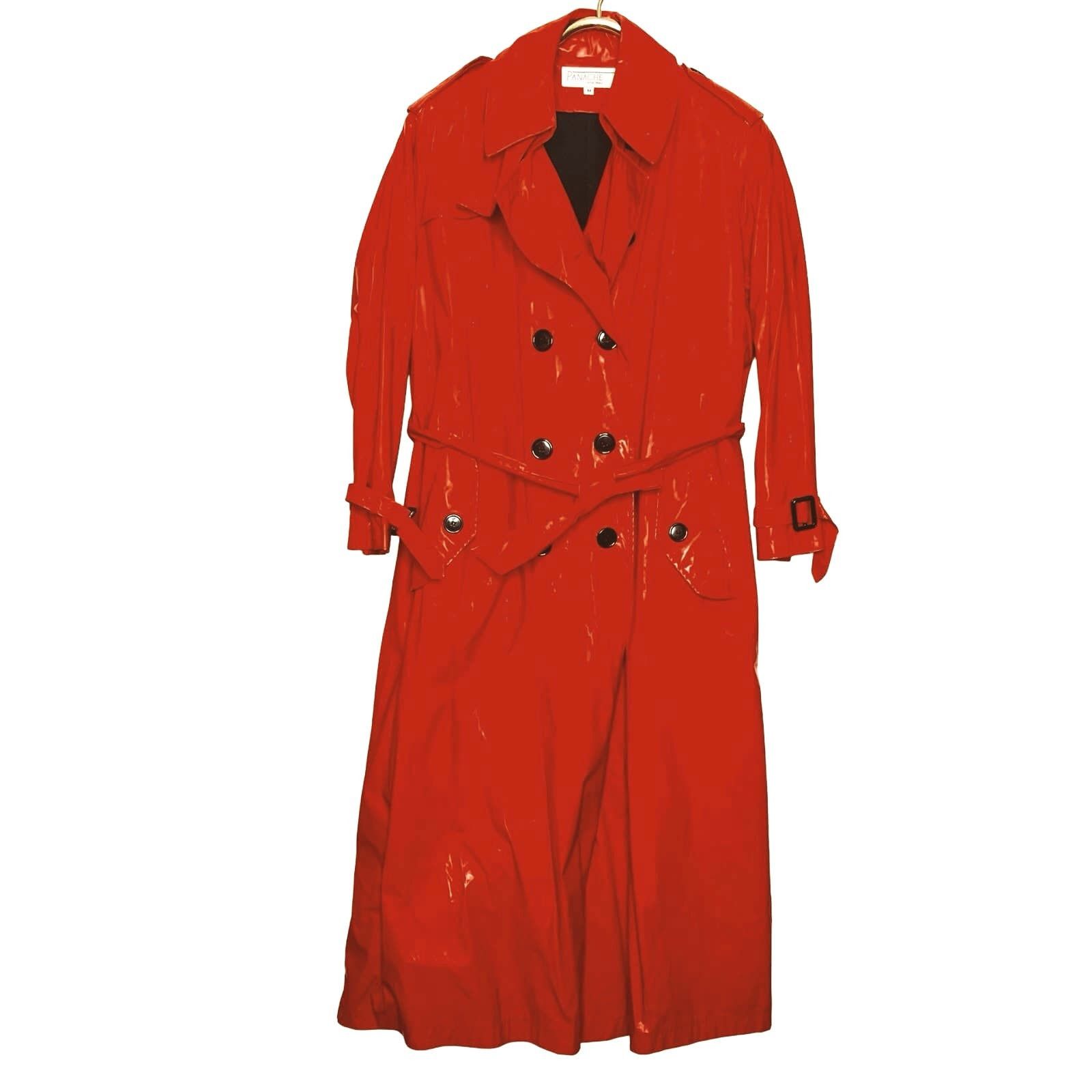 image of Vintage 80's Panache Red Rubber Pvc Trench Coat Size Medium, Men's