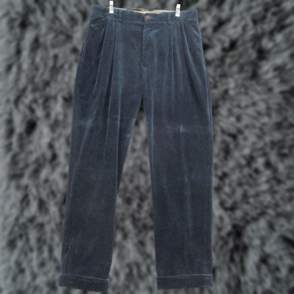 Polo Ralph Lauren Polo Ralph Lauren Pants Mens 35x29 Navy Blue Corduroy Pleated Classic Cuffed Size US S / EU 44-46 / 1 - 1 Thumbnail