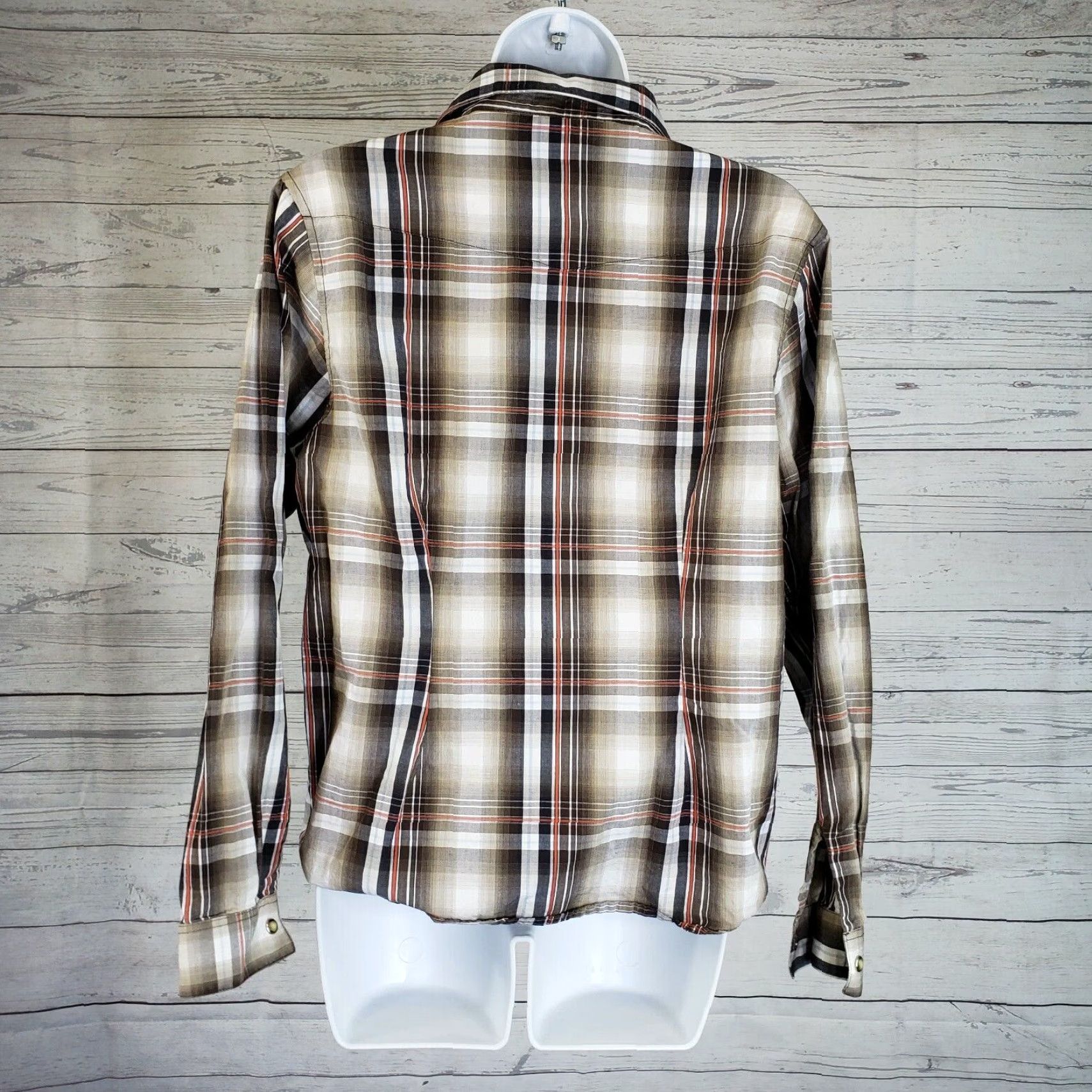 Vintage VINTAGE Panhandle Slim Womens Pearl Snap Shirt Sz Medium Black Brown Plaid Cotton Size M / US 6-8 / IT 42-44 - 4 Thumbnail