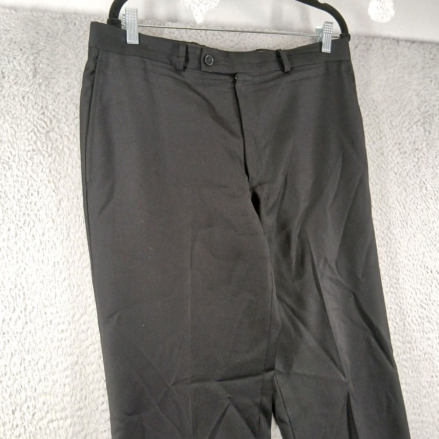 Calvin Klein Calvin Klein Dress Pants Slim Fit 100% Wool Flat Front 34x32 Black Size US 34 / EU 50 - 6 Thumbnail
