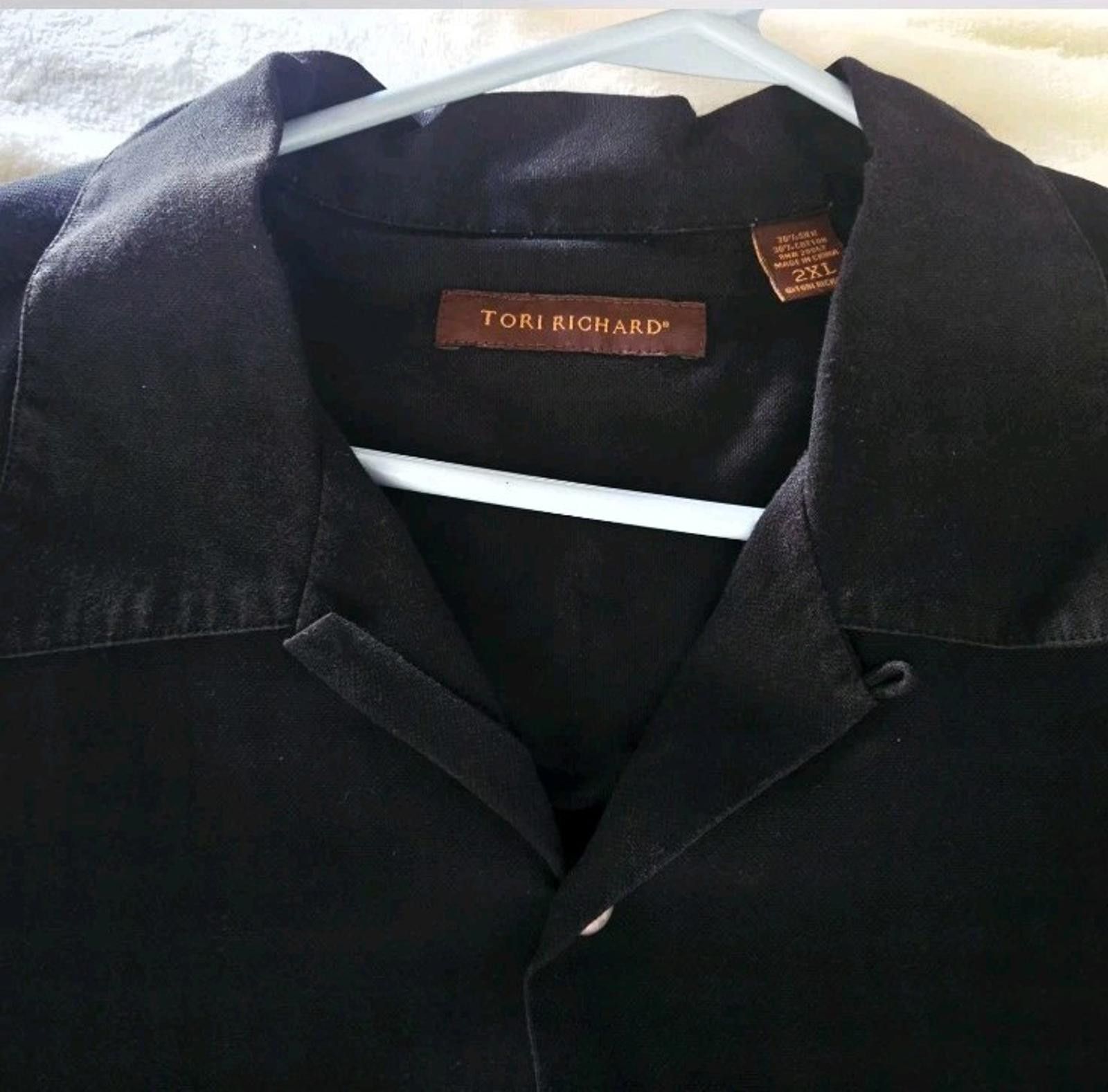 Tori Richard Tori Richard Mens 2XL Black Silk Blend Embroidered Tropical Size US XXL / EU 58 / 5 - 4 Thumbnail