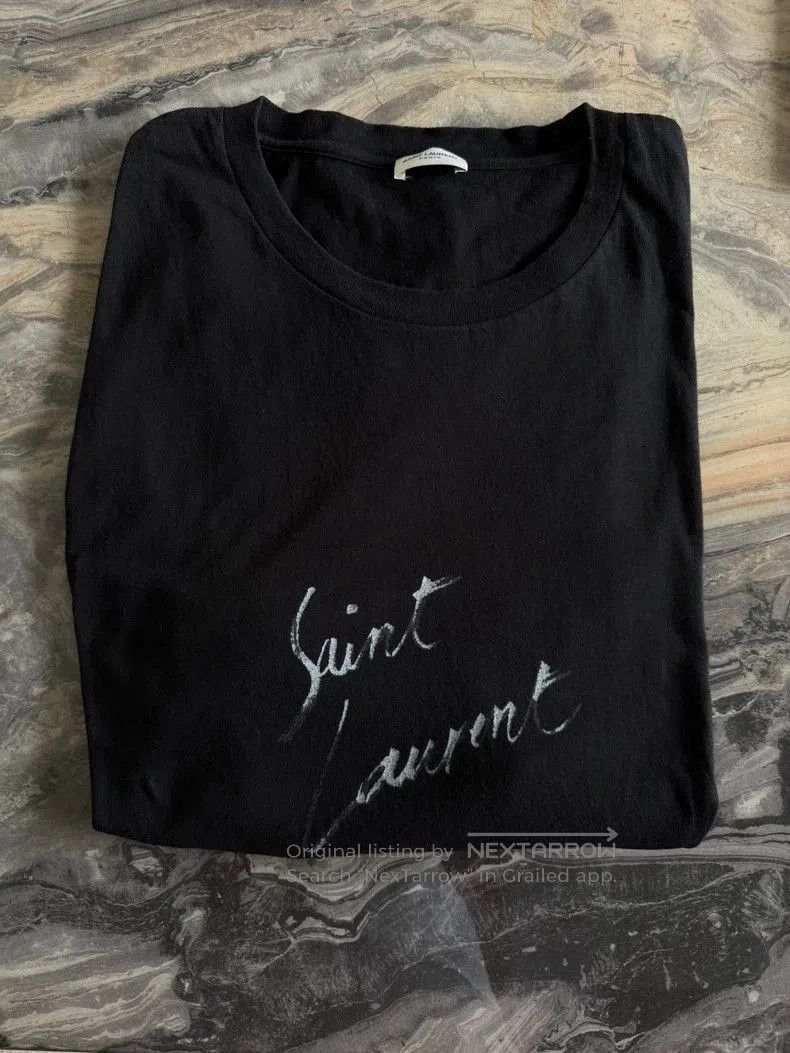 Saint Laurent Paris Saint Laurent YSL Logo Black Short Sleeve T. Size US XL / EU 56 / 4 - 4 Thumbnail
