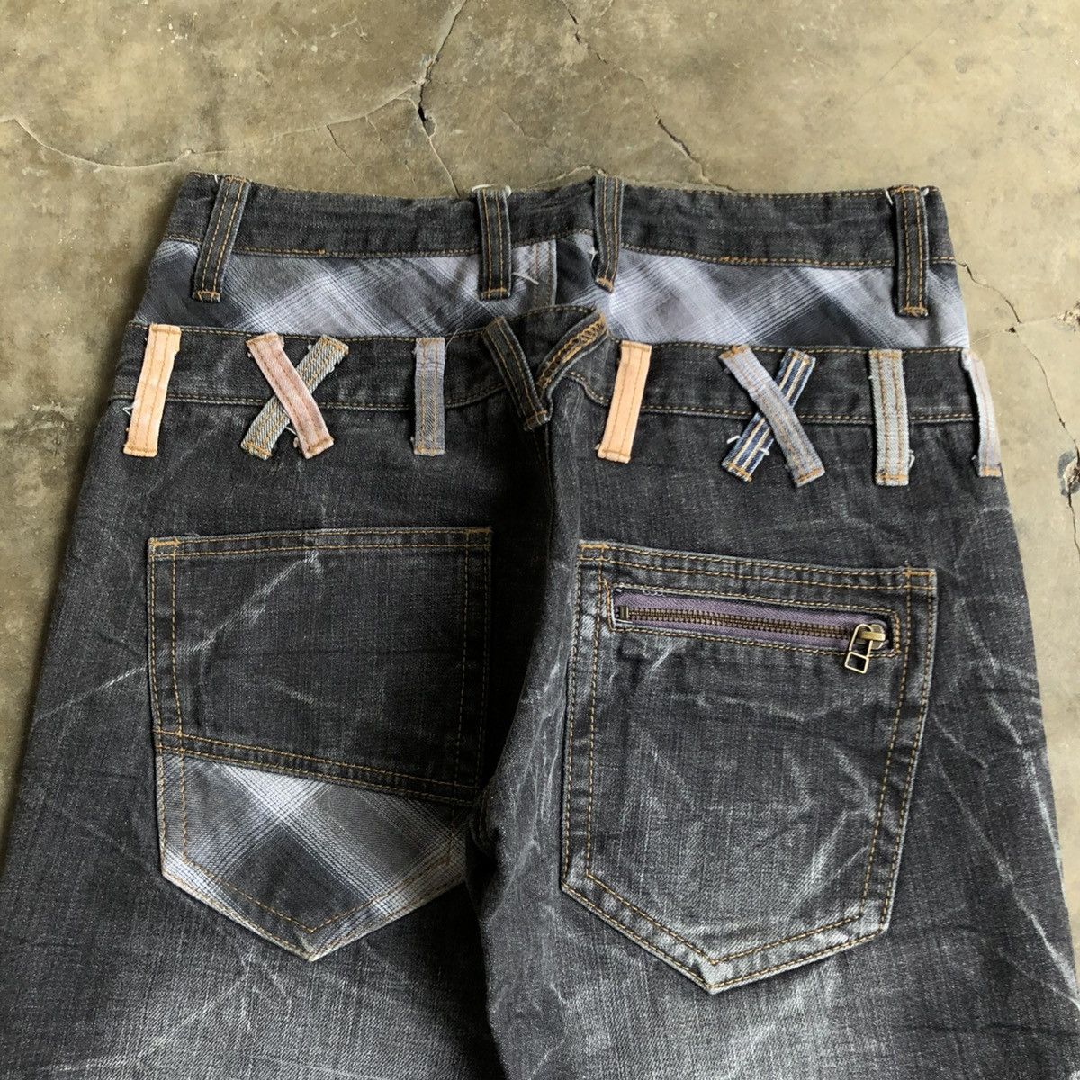 14th Addiction 2000s Nylaus Double Waist Denim Jeans Pant Faded Y2k Size US 28 / EU 44 - 9 Thumbnail