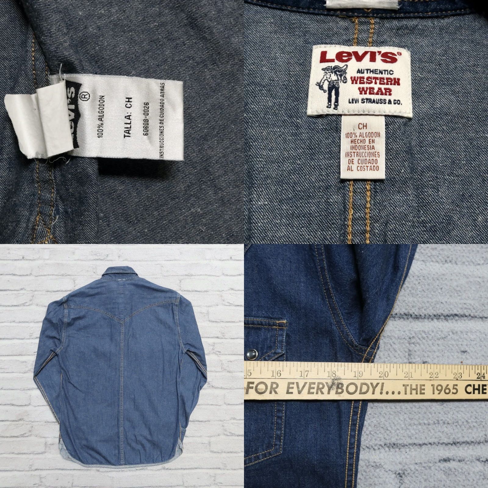 Levi's VINTAGE Levis Sawtooth Pearl Snap Western Denim Shirt Men S Blue Western Wear Denim Shirt Size US S / EU 44-46 / 1 - 8 Thumbnail
