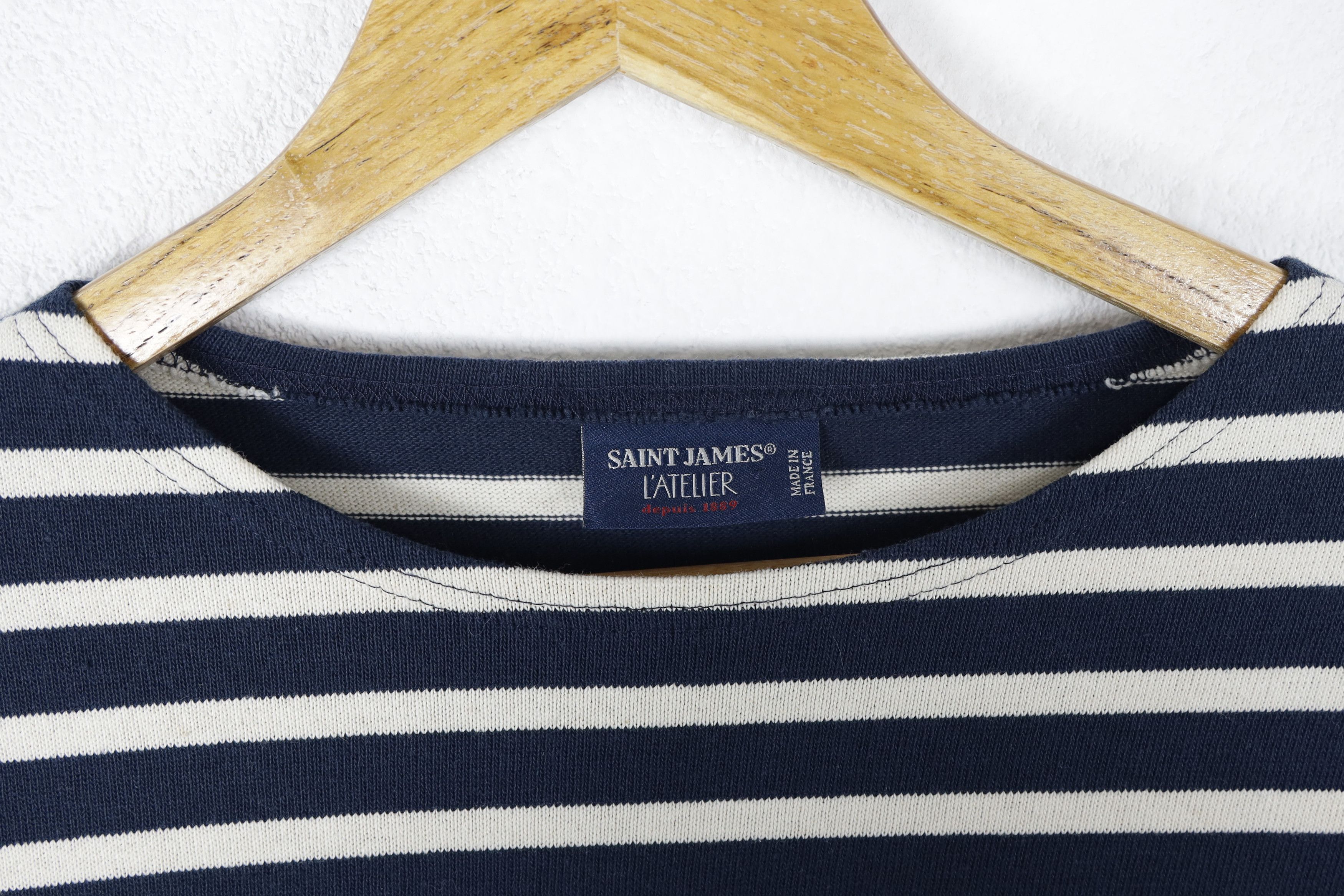 Saint James × Vintage Womens Saint James LAtelier Striped Breton LS T-shirt 90s NZ Size L / US 10 / IT 46 - 5 Thumbnail