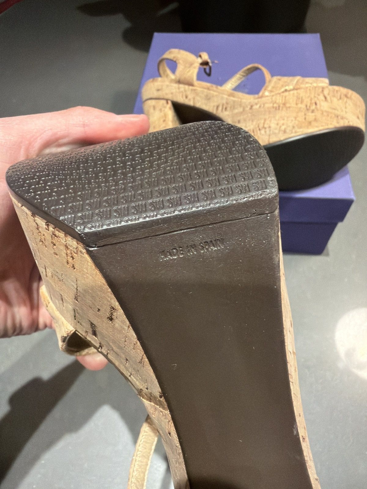 Stuart Weitzman Stuart Weitzman Brass Lame Cork Size US 6.5 / IT 36.5 - 4 Thumbnail