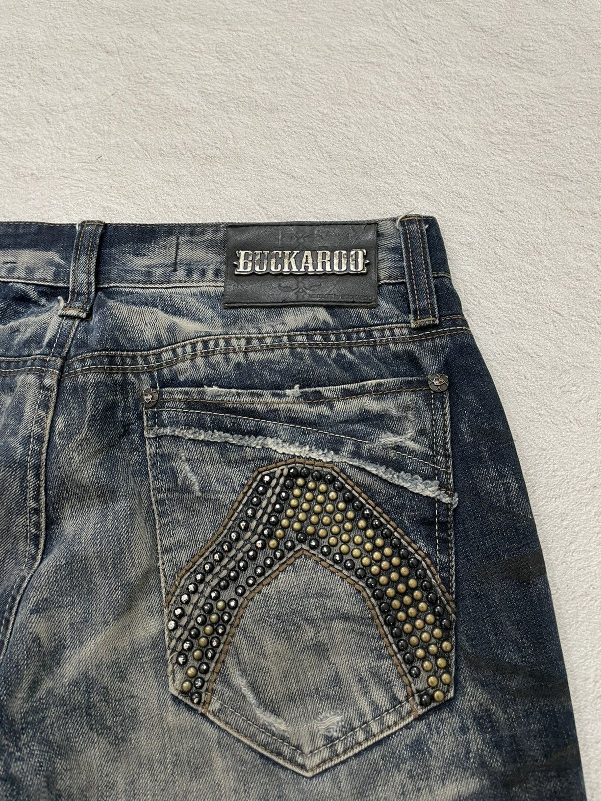 Japanese Brand 2000s Buckaroo Distressed Destroyed Denim Grunge Vkei Ifsix Size US 31 - 13 Thumbnail