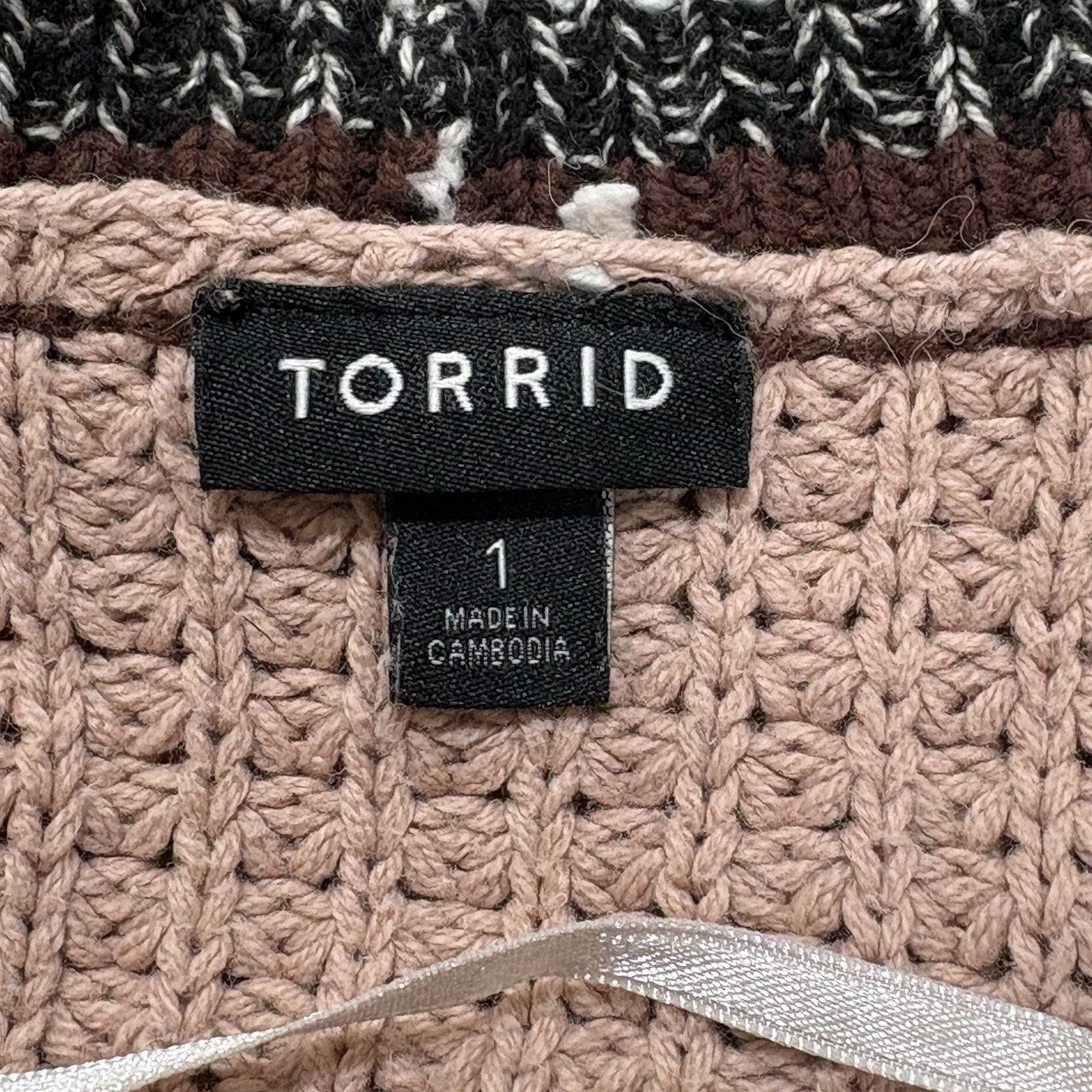 Other Torrid 1X Boyfriend Cardigan Open Front Sweater Pink Striped Size XL / US 12-14 / IT 48-50 - 3 Thumbnail