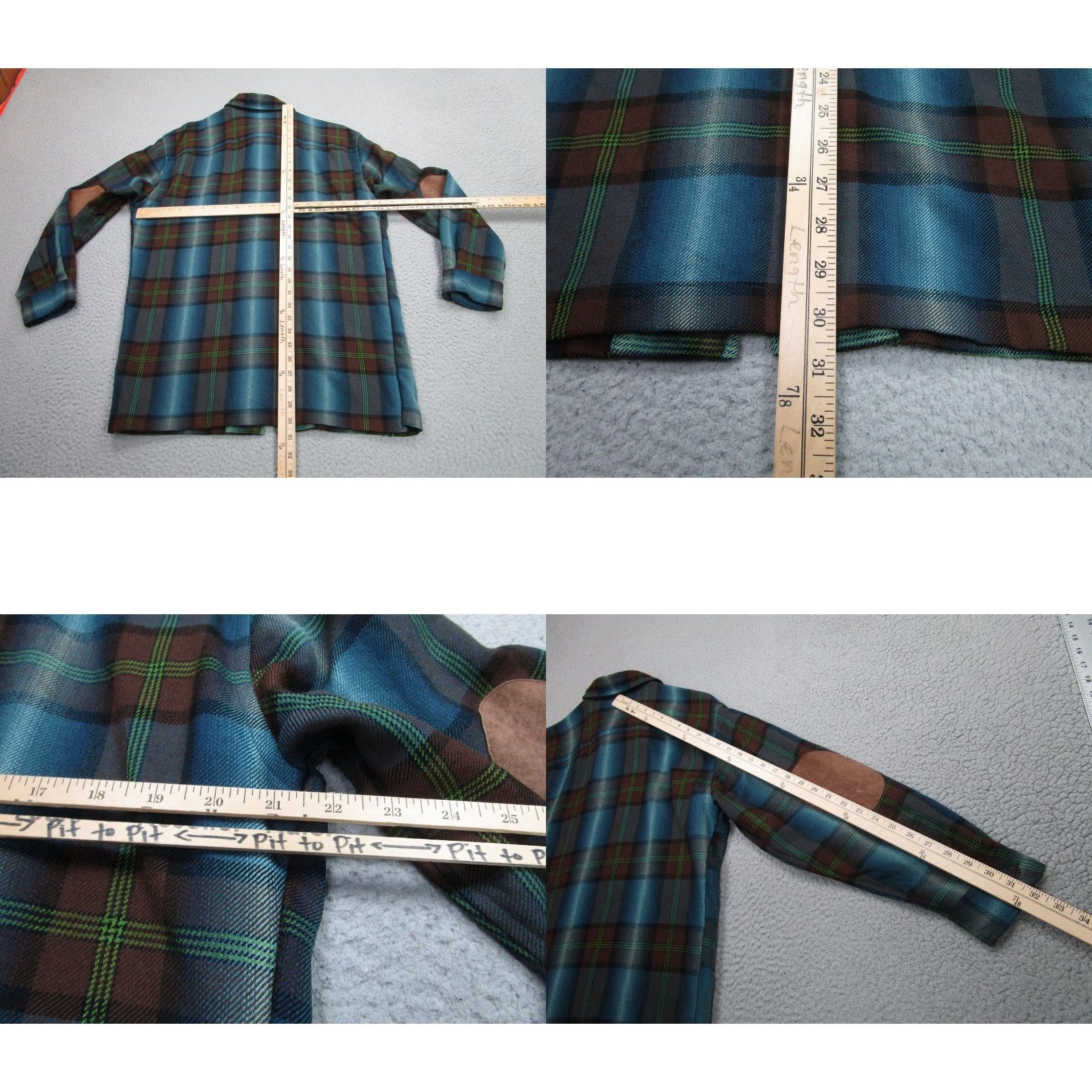 Ralph Lauren Ralph Lauren Jacket Mens L Blue Wool Plaid Flannel Elbow Patch Zip Shacket Size US L / EU 52-54 / 3 - 8 Thumbnail