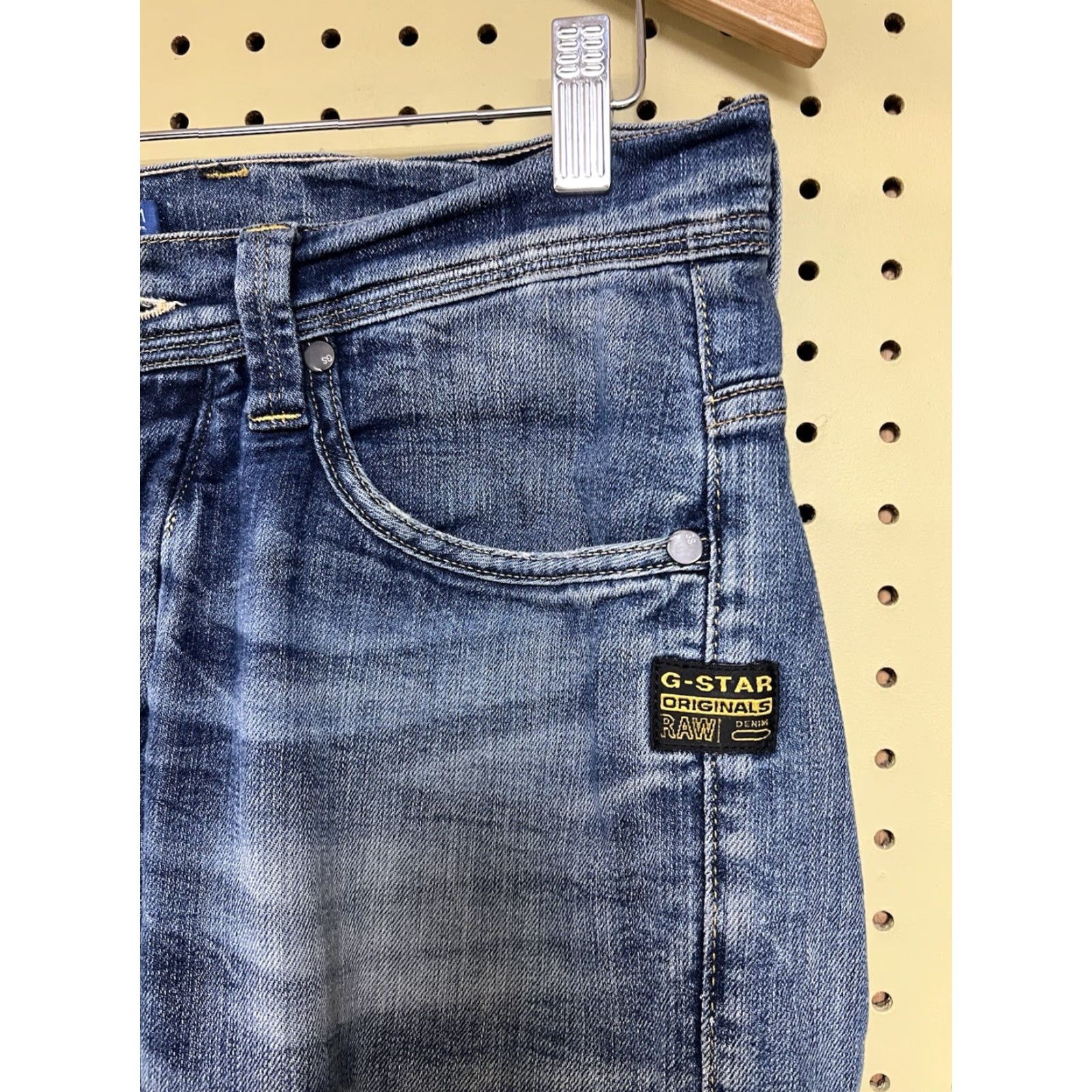 G-Star VINTAGE G-Star Jeans - Denim Low 32x34 Button Fly - 32/34 Inseam - Blue - Regular - Mens - Straight - Stars - 01 Raw Fade Size US 32 / EU 48 - 4 Thumbnail