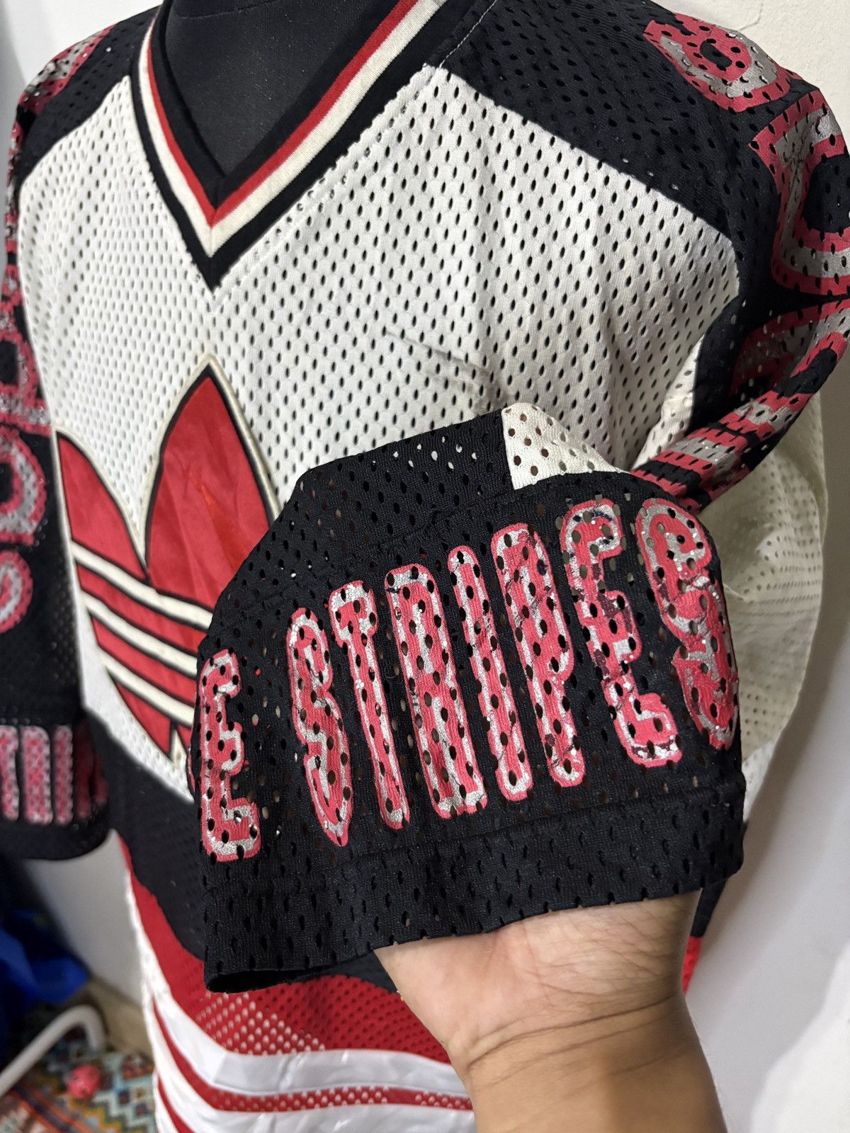 Adidas × RUN DMC Vintage Adidas Mesh Oversized Tee RUN DMC Size US L / EU 52-54 / 3 - 3 Thumbnail