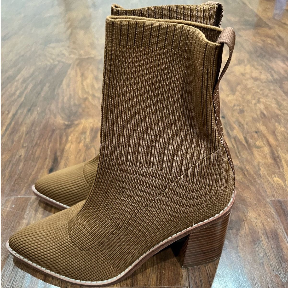 Other Steven New York Nixie Brown/Tan Sock Knit Booties Size 7.5 Size US 7.5 / IT 37.5 - 3 Thumbnail