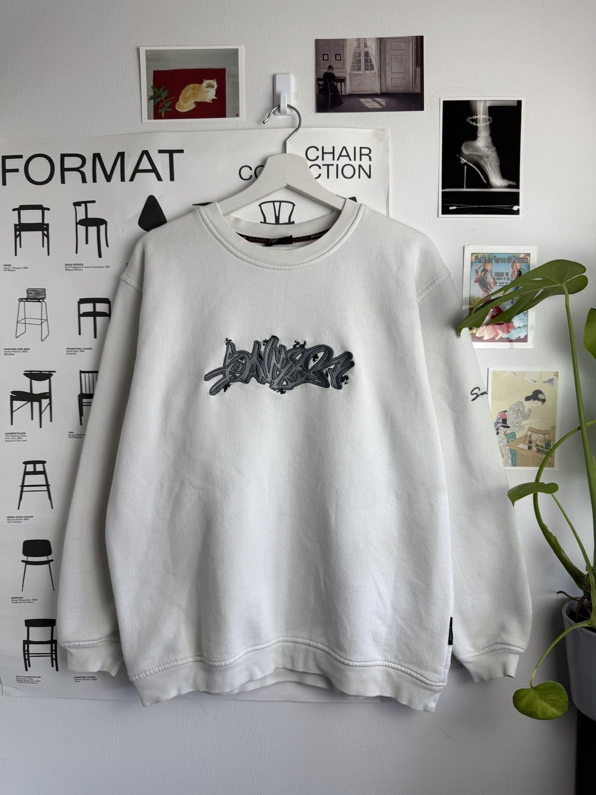 Designer × Vintage Sancezz New York graffiti logo baggy sweatshirt