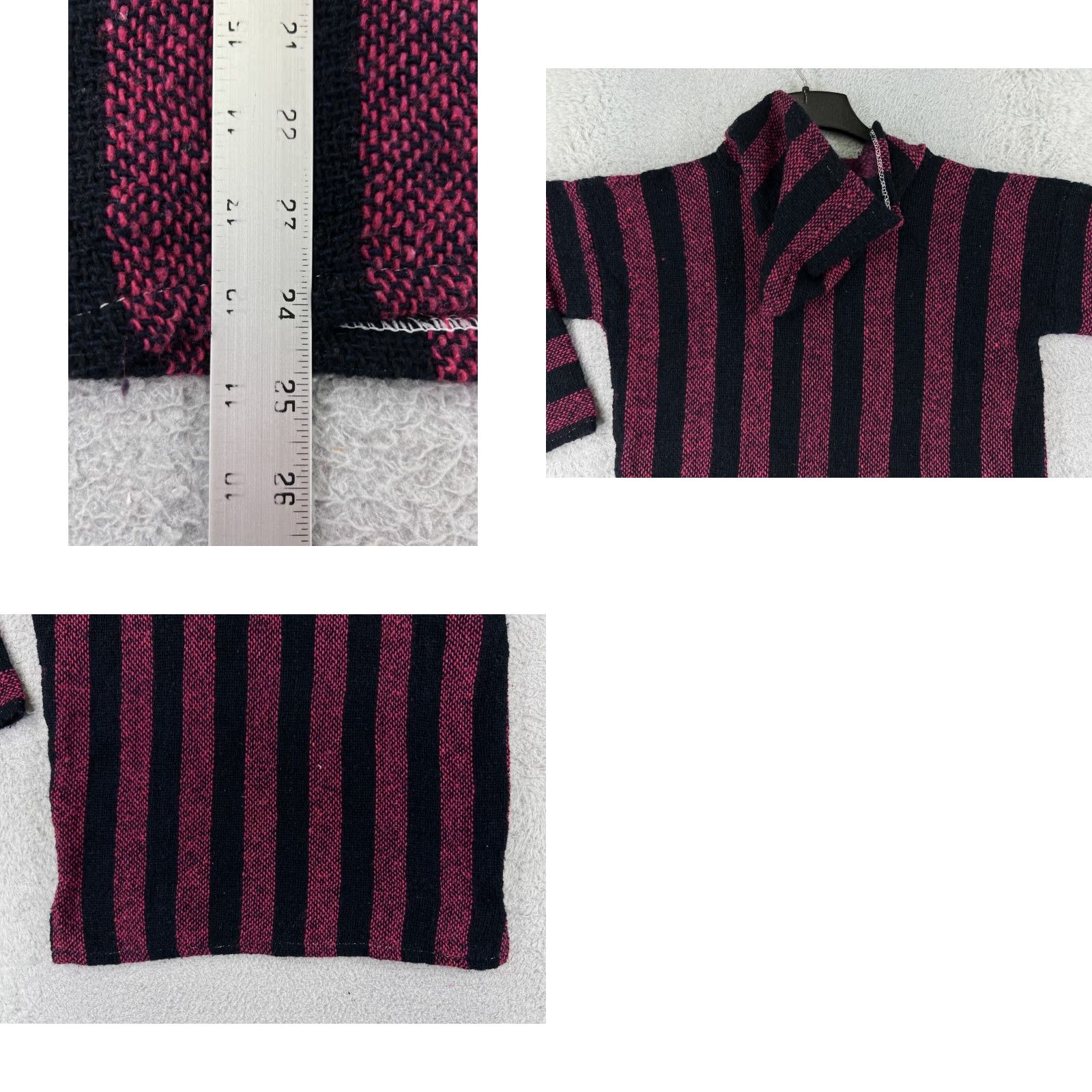 Vintage Baja Hoodie Mens Medium Red Black Acrylic Drug Rug Pocket Sweater Made Mexico Size US M / EU 48-50 / 2 - 9 Thumbnail