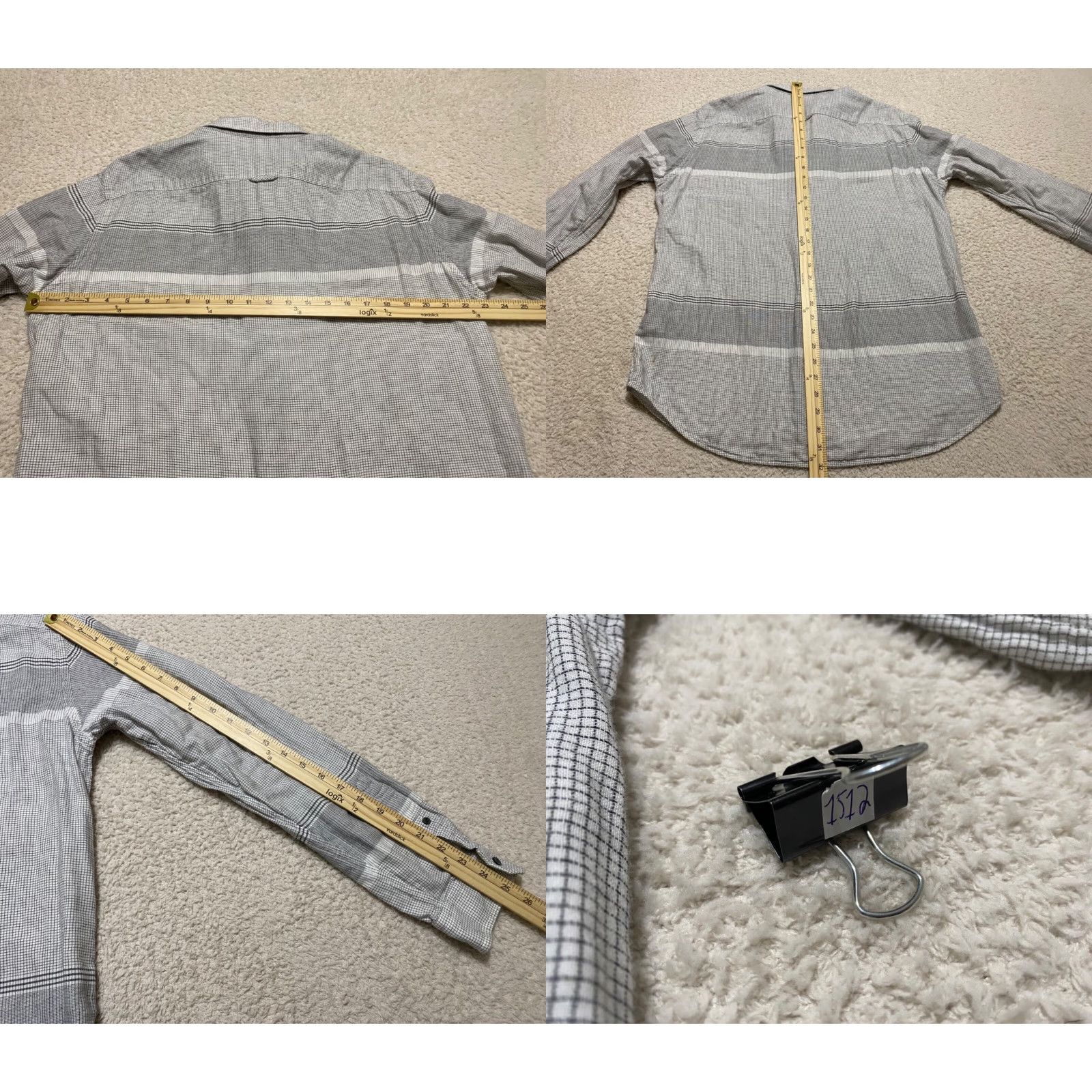 Vince Vince Shirt XL Men's Gray Plaid Striped Button-Front 100% Cotton Button-Up Long Sleeve Size US XL / EU 56 / 4 - 8 Thumbnail