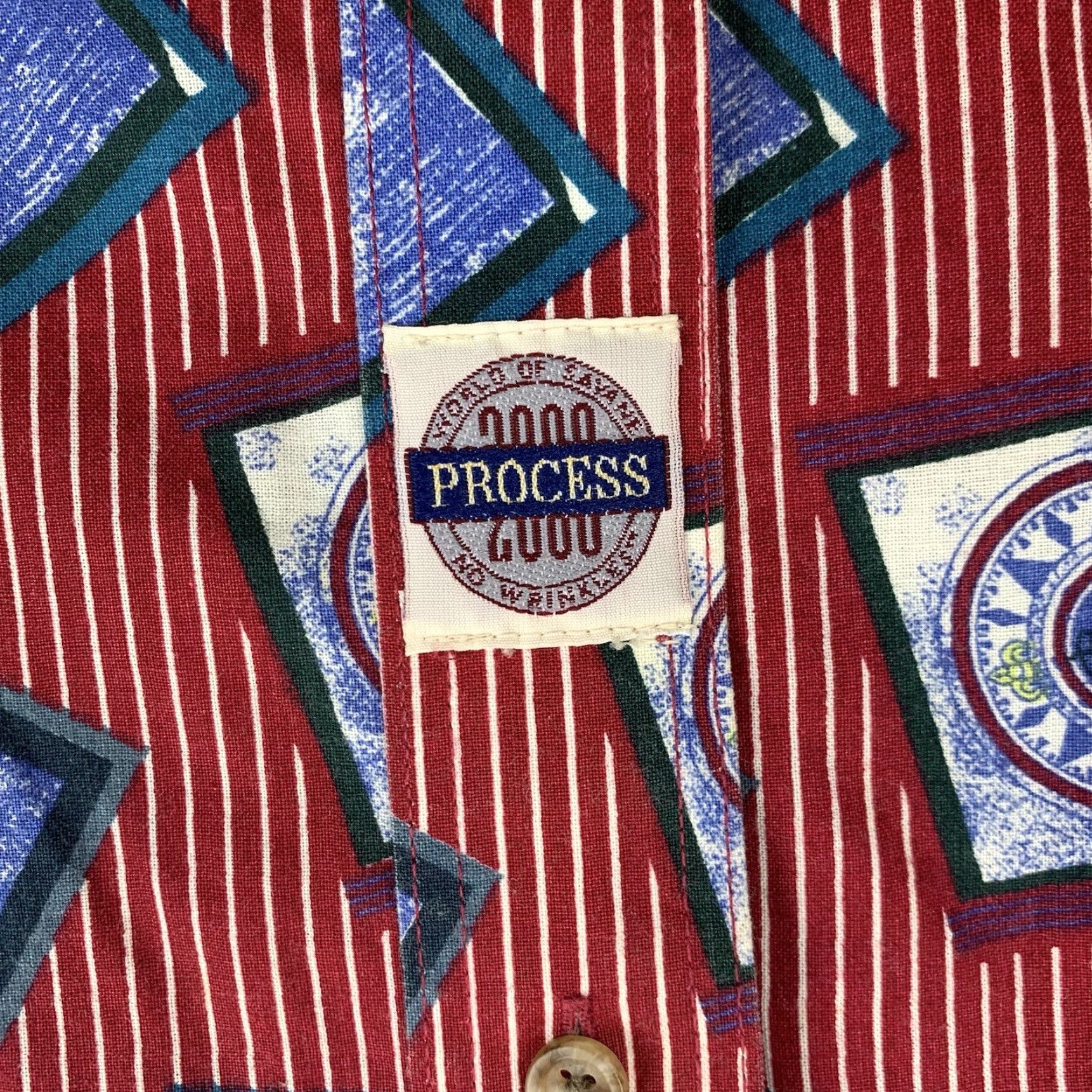 Savane VINTAGE Savane Button-Up Shirt Men Adult Medium Red Sail Boat Print Nautical 90s USA Navy? Size US M / EU 48-50 / 2 - 3 Thumbnail