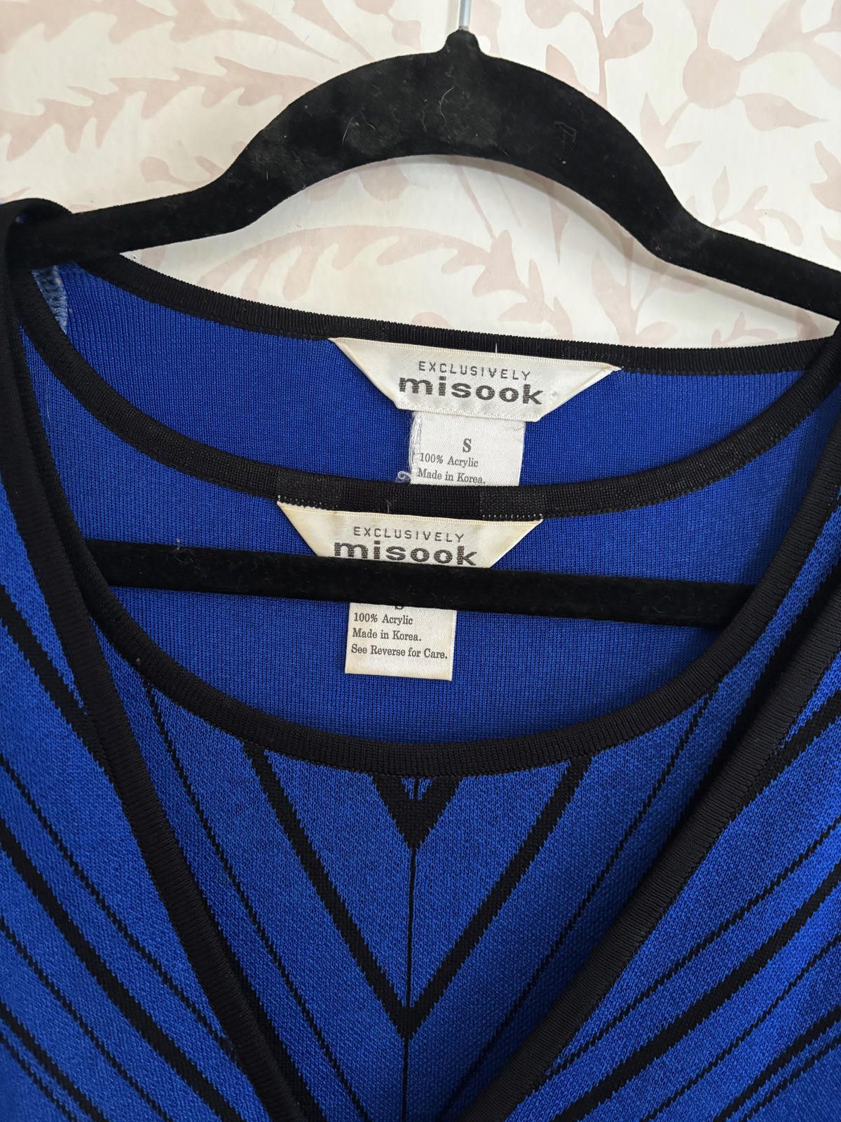 Other Vintage Set Misook Blue and Black Striped Long Sleeve Top Size S / US 4 / IT 40 - 7 Thumbnail