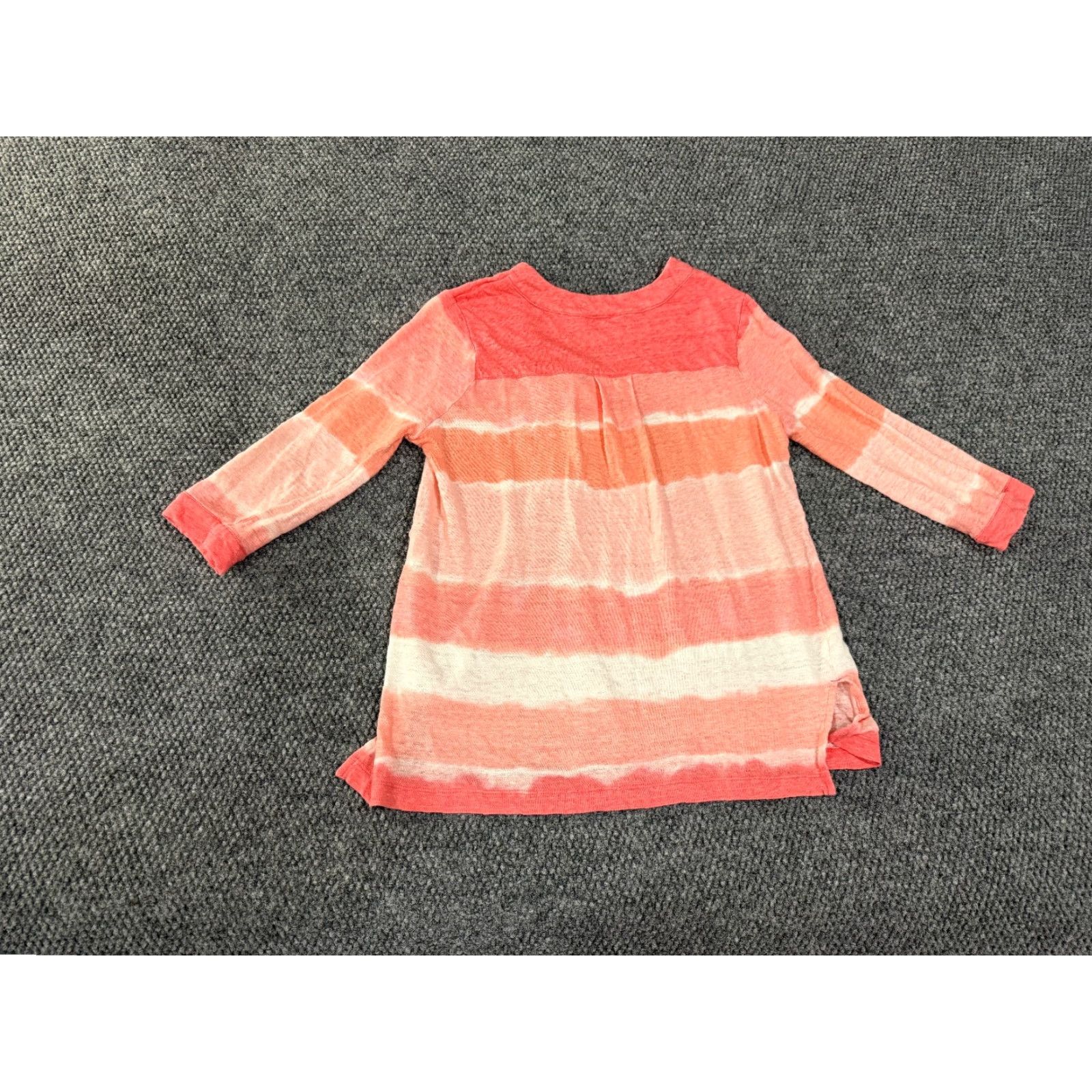 Vintage Chico's Blouse Shirt Womens 0 Pink White Striped Long Sleeve V-Neck Lightweight Linen Knit Rayon Casual All Seasons Spring Summer Fall Womens Size XS / US 0-2 / IT 36-38 - 6 Thumbnail