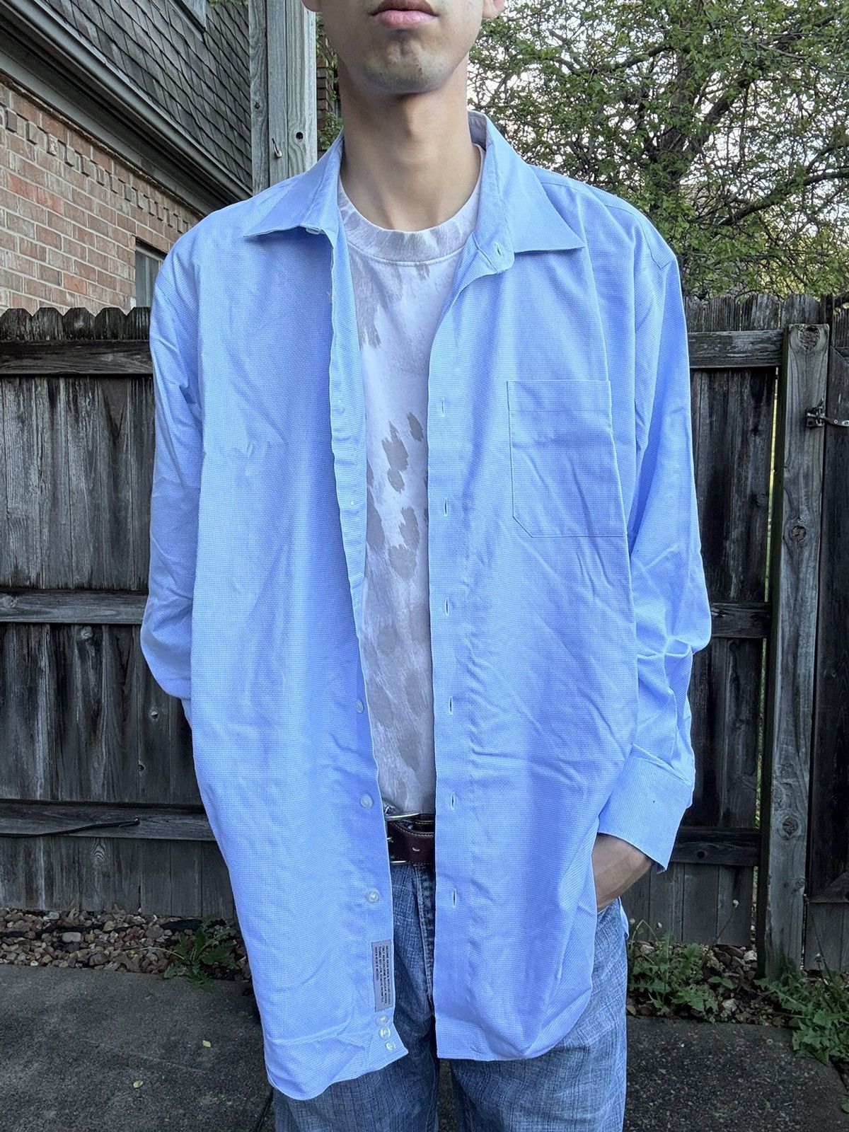 Nordstrom Fine John W. Nordstrom Blue Non-Iron 120s Formal Shirt Size US XL / EU 56 / 4 - 1 Thumbnail