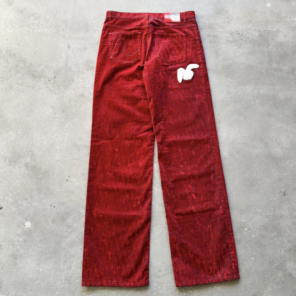 Dior × ERL ❤️‍🔥 VVIP RUNWAY Chinese New Year Oblique Crushed Velvet Denim Size US 33 - 10 Thumbnail
