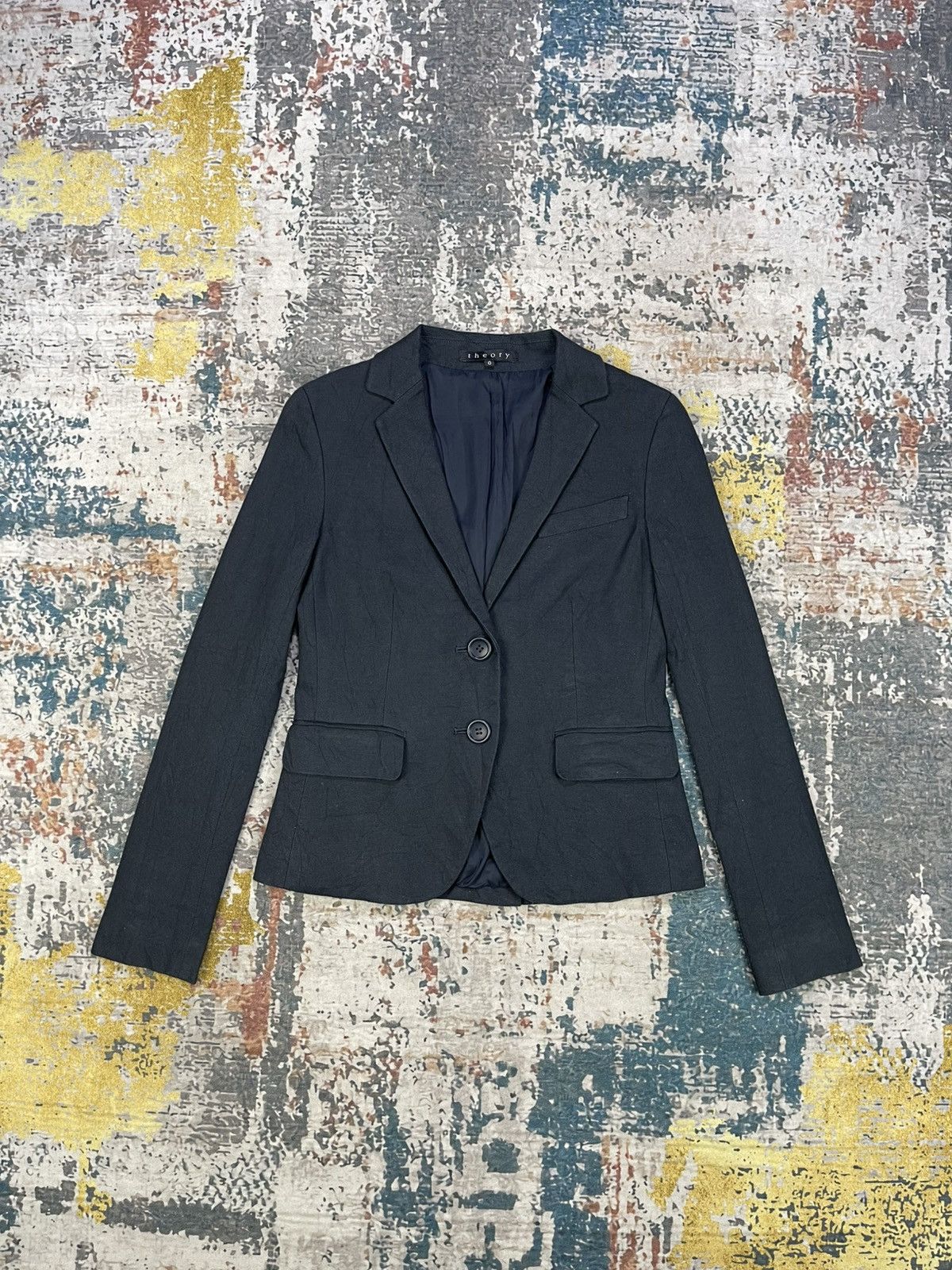 Theory Theory Akrans Irish Deep Blue Seer Shrunken Blazer Size XS / US 0-2 / IT 36-38 - 1 Thumbnail