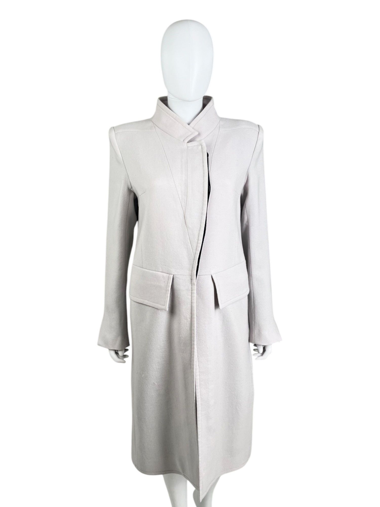 Ann Demeulemeester 2000's Ecru Asymmetric Wool Coat Size S / US 4 / IT 40 - 1 Thumbnail