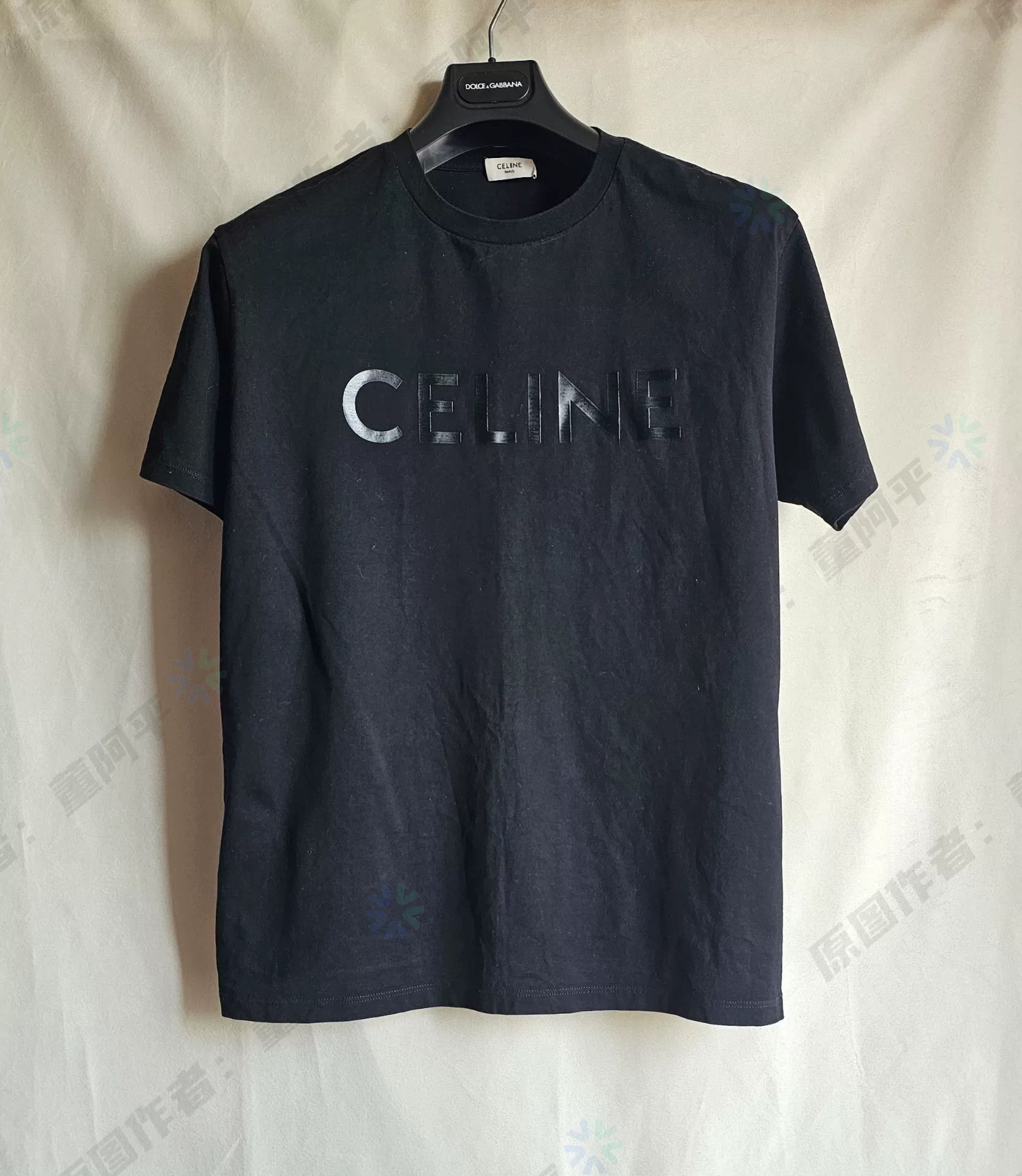 Celine black CELINE logo short sleeve t-shirt Size US M / EU 48-50 / 2 - 1 Preview