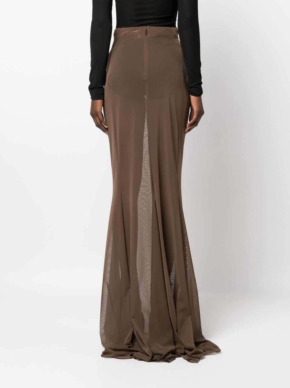 Saint Laurent Paris o1s1wg110325 717931 Long Skirt in Stretch Tulle in Brown Size 27" / US 4 / IT 40 - 5 Thumbnail