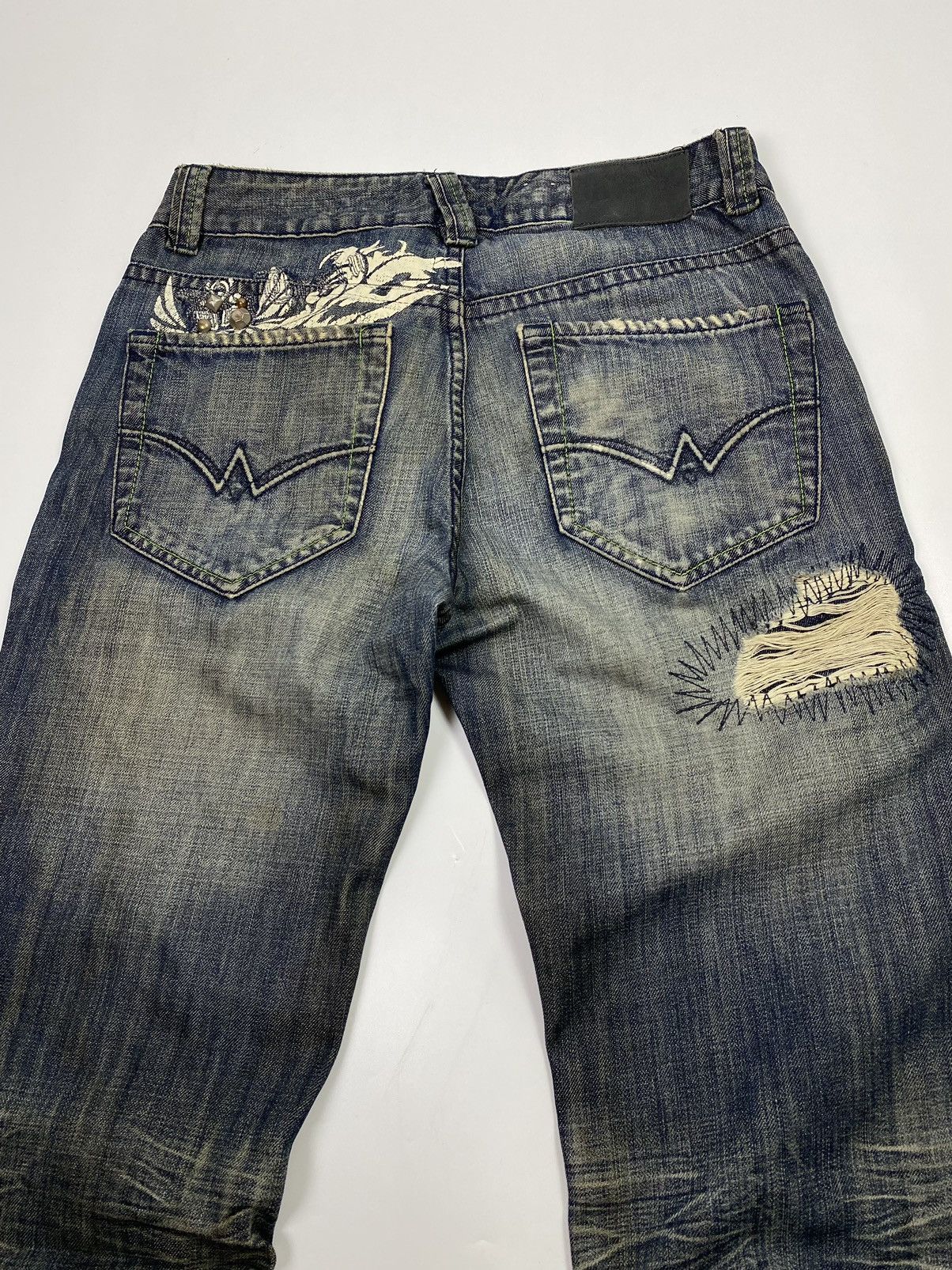 If Six Was Nine × Japanese Brand osaka big train 📍 distressed patchwork studdet jeans 32x32 Size US 32 / EU 48 - 11 Thumbnail