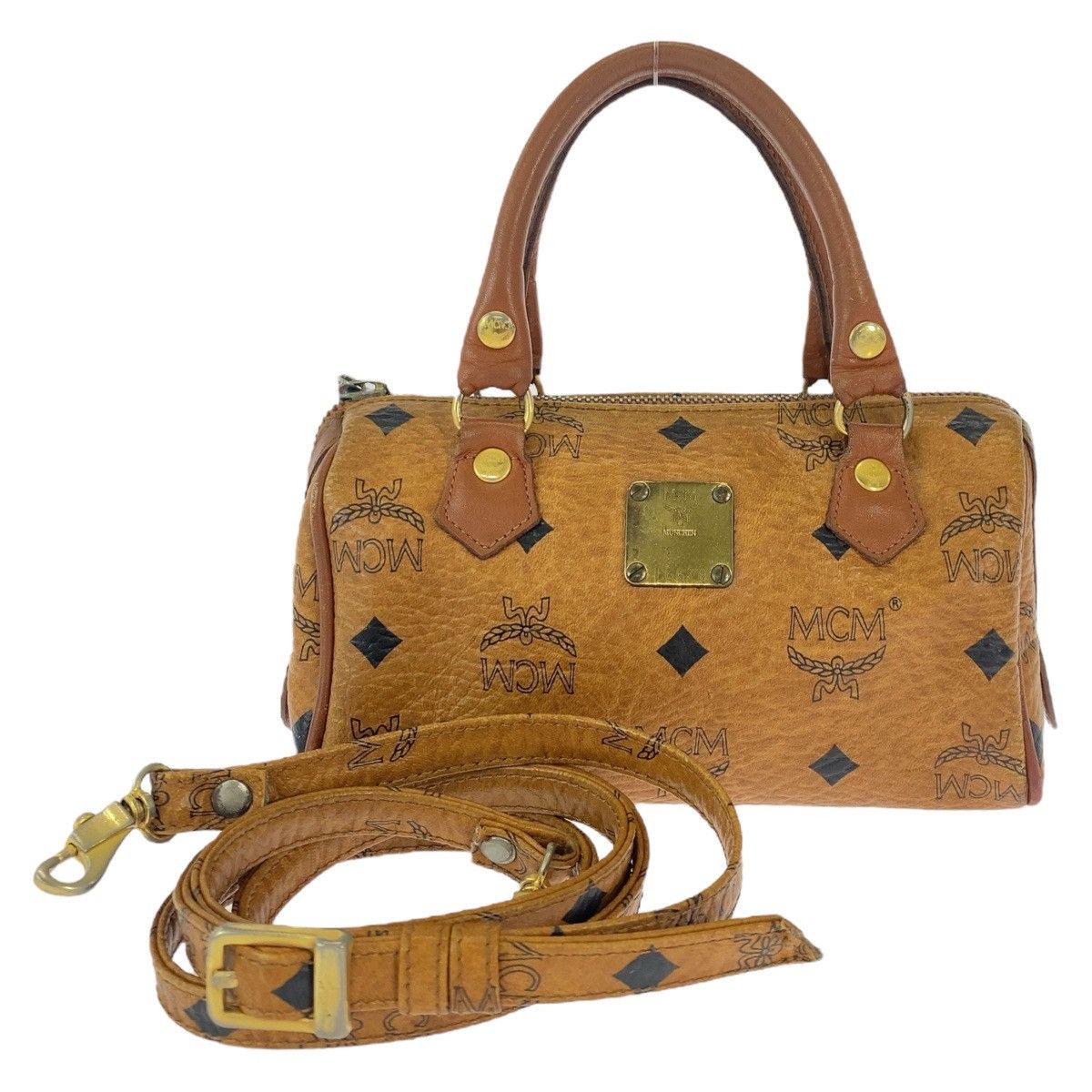 MCM MCM MCM Leather Logo Brown Gold 2way Shoulder Handbag Leather Handbag in Very Good Condition Size ONE SIZE - 1 Thumbnail